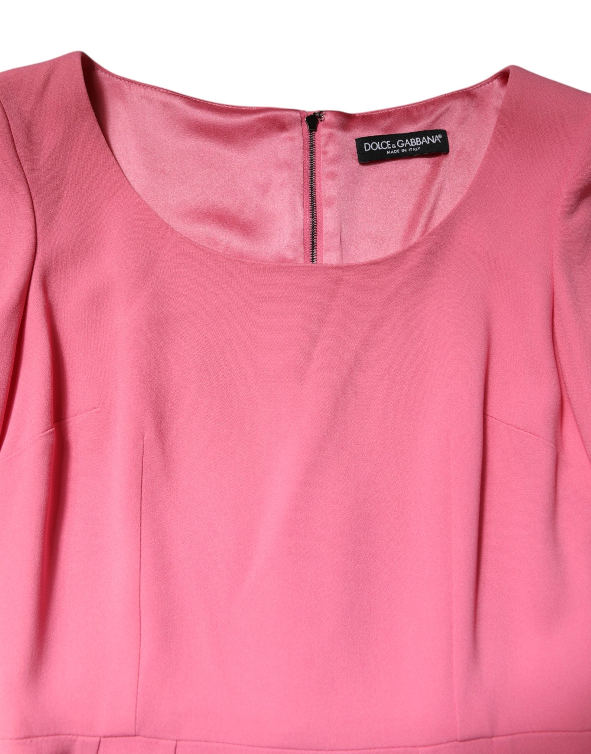 Dolce & Gabbana Pink Viscose Short Sleeve Sheath Midi Dress Dolce & Gabbana