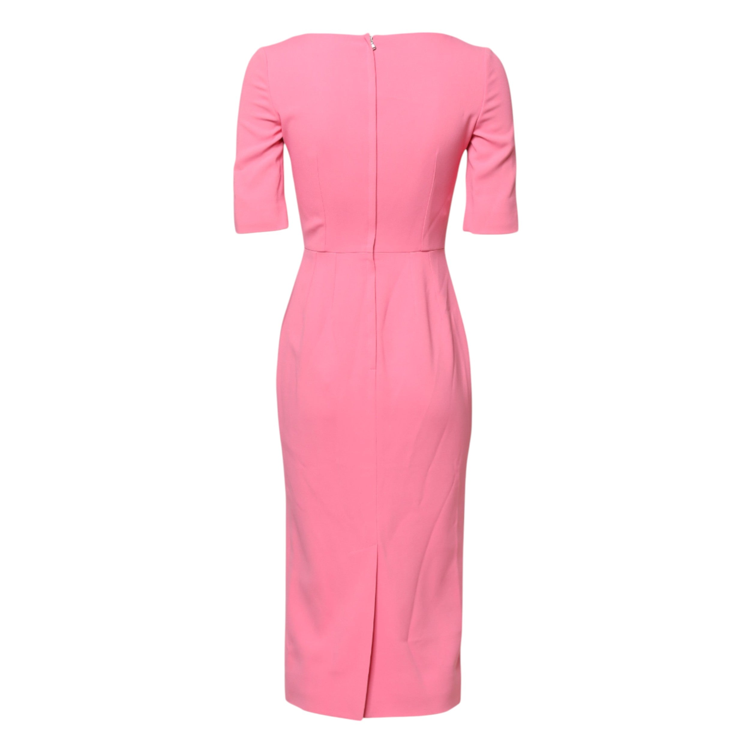 Dolce & Gabbana Pink Viscose Short Sleeve Sheath Midi Dress Dolce & Gabbana