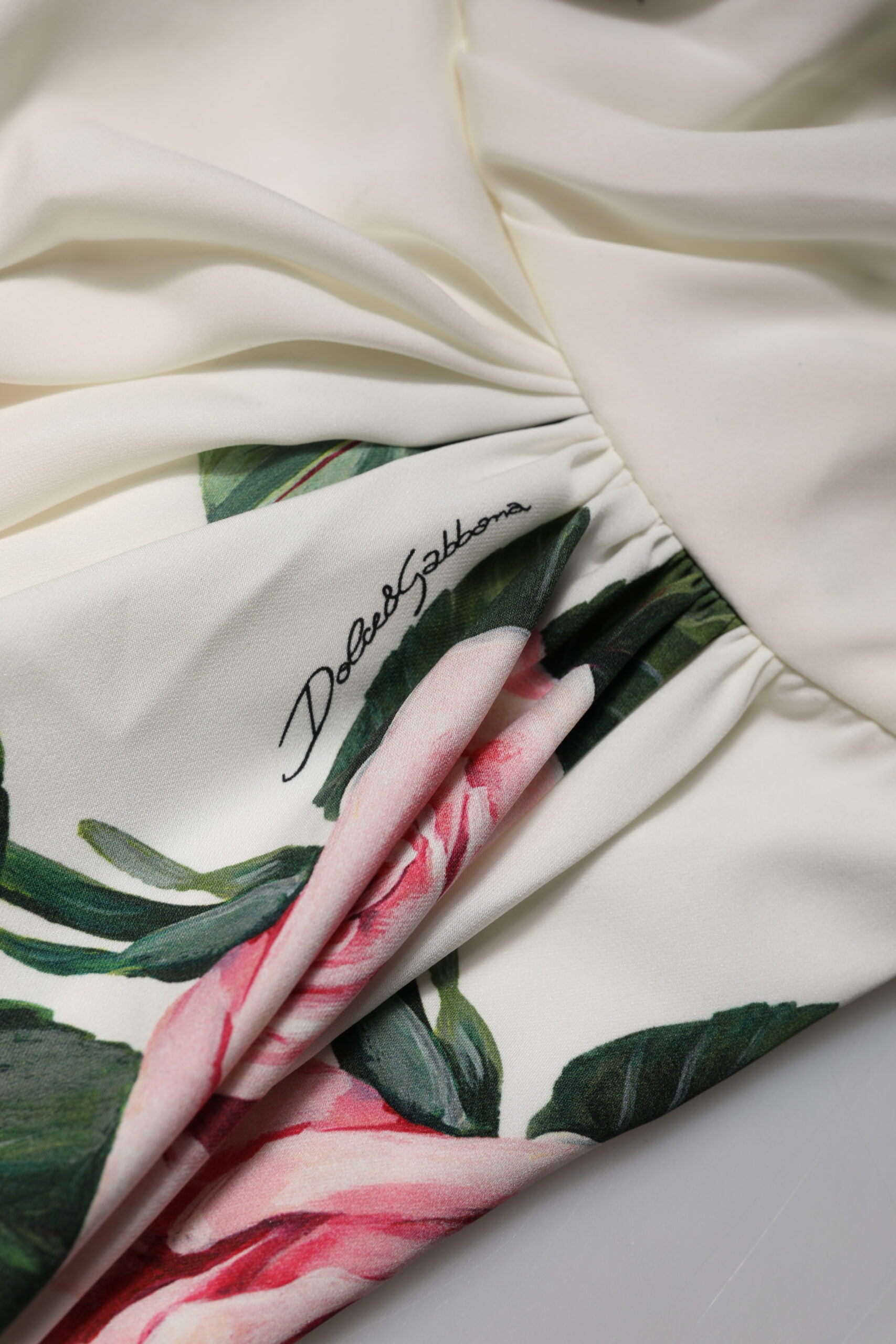 Dolce & Gabbana White Floral One Shoulder Sheath Midi Dress Dolce & Gabbana