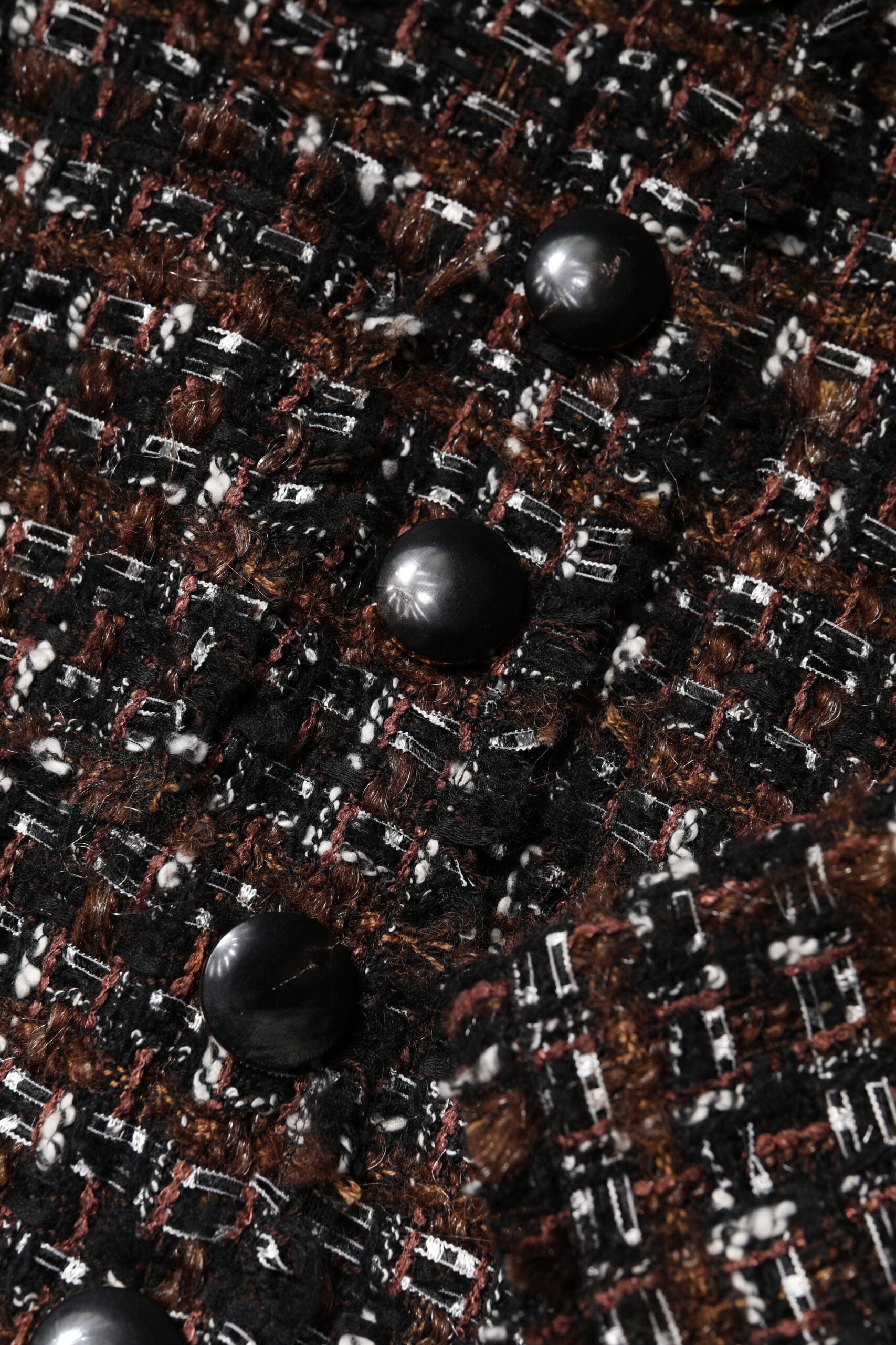 Dolce & Gabbana Brown Tweed Short Sleeves A-line Mini Dress Dolce & Gabbana