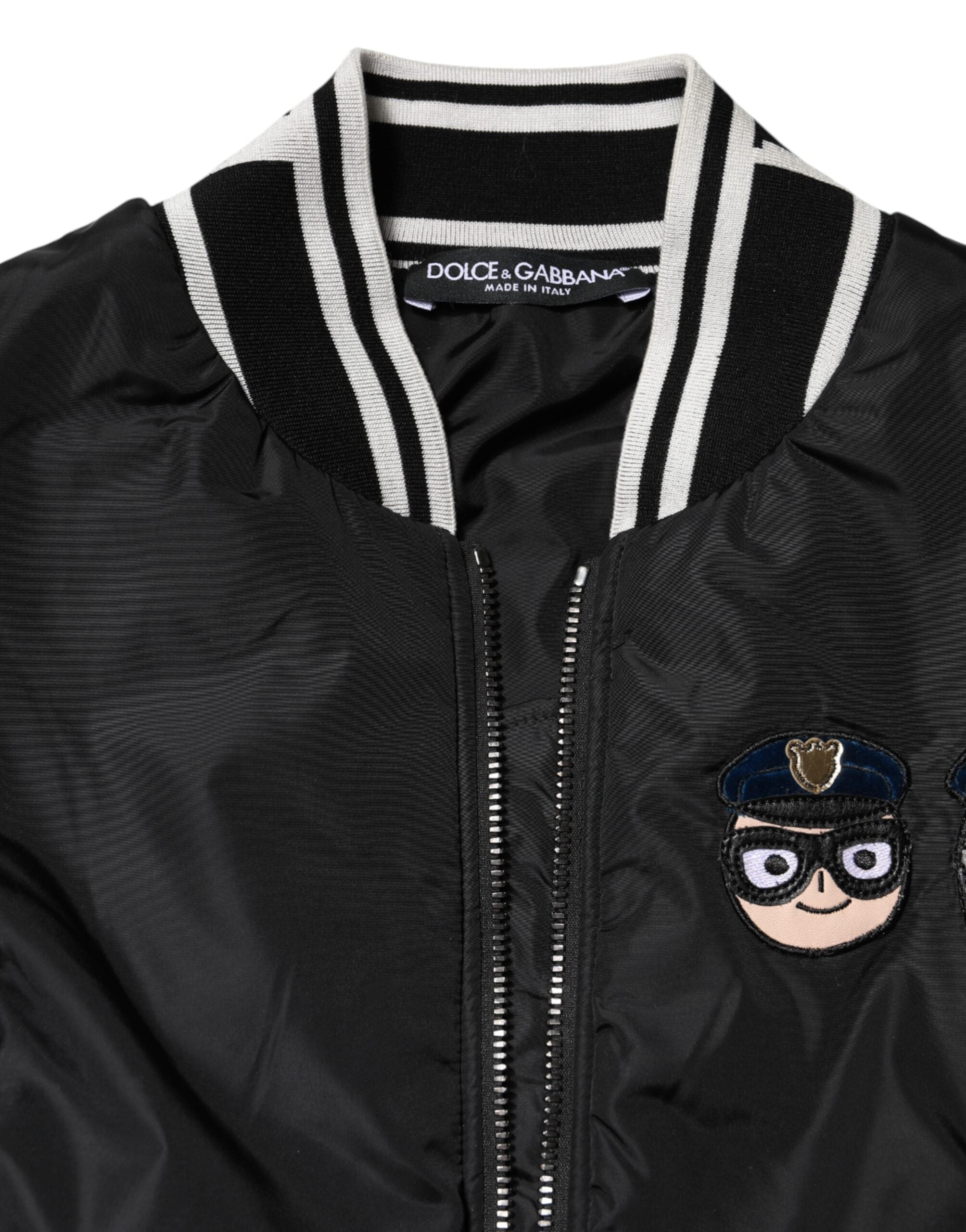 Dolce & Gabbana Black Nylon #DGFamily Full Zip Bomber Jacket Dolce & Gabbana