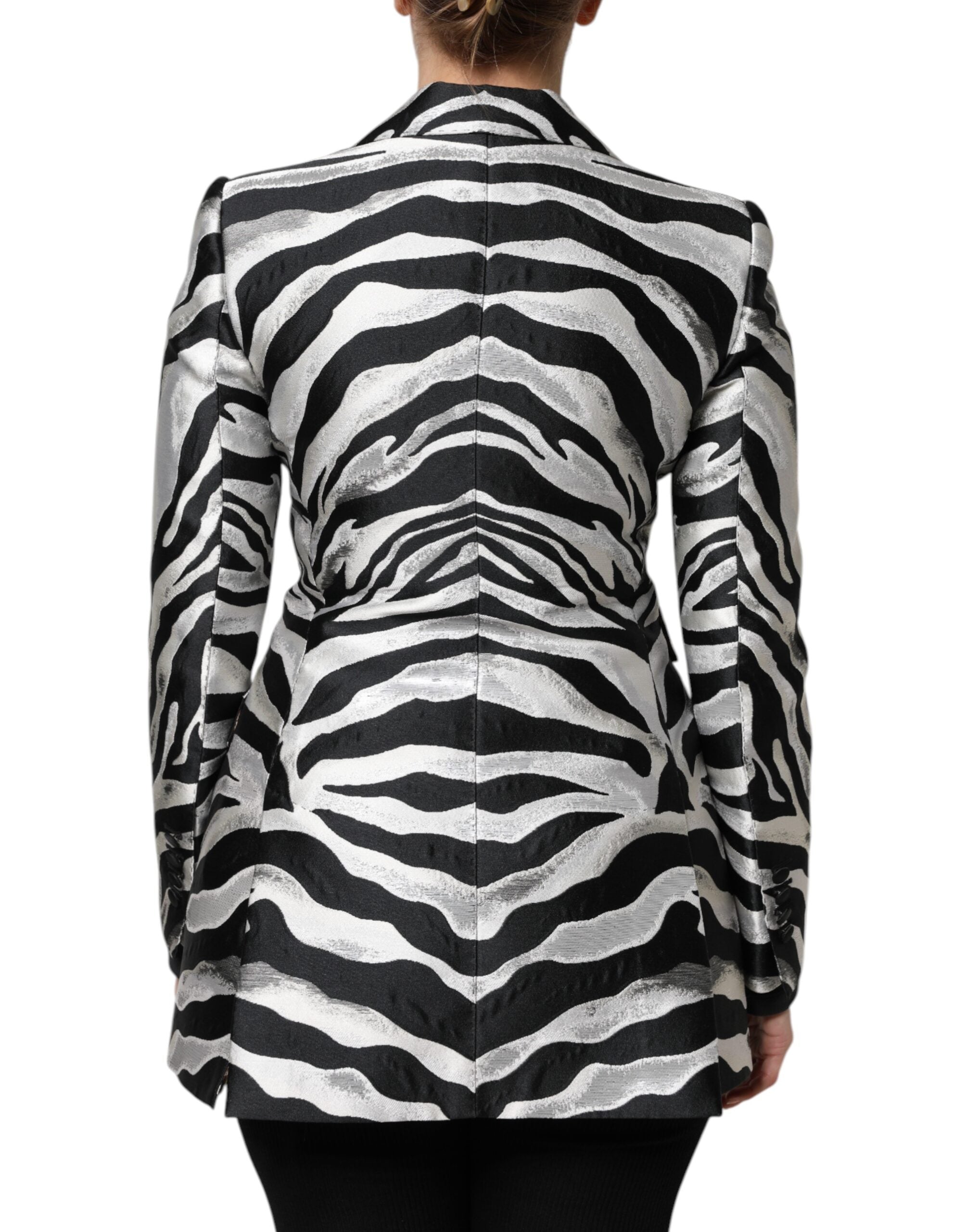 Dolce & Gabbana Black White Polyester Women Blazer Jacket Dolce & Gabbana
