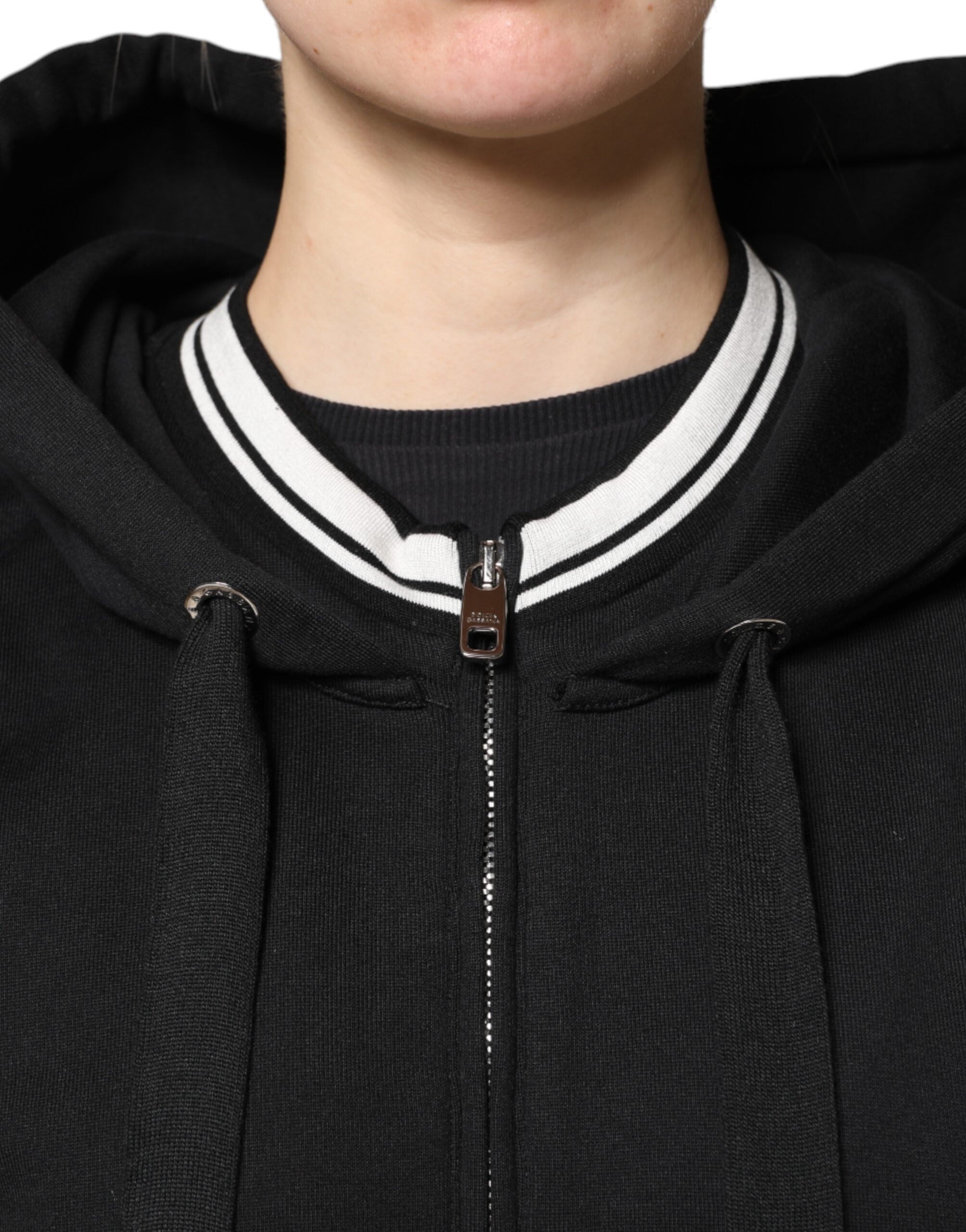 Dolce & Gabbana Black Cotton Hooded Full Zip Sweatshirt Sweater Dolce & Gabbana