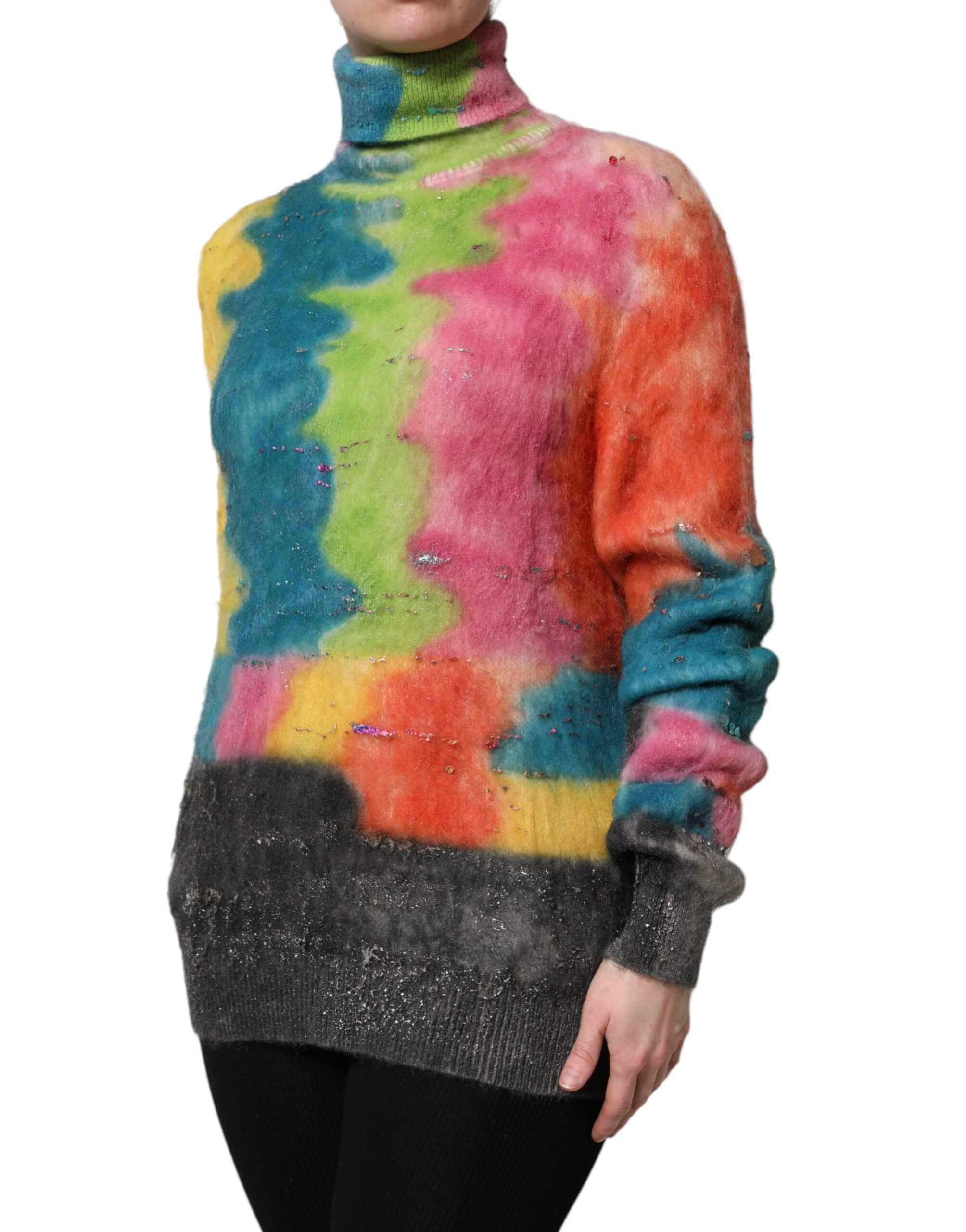 Dolce & Gabbana Multicolor Mohair Turtleneck Pullover Sweater Dolce & Gabbana