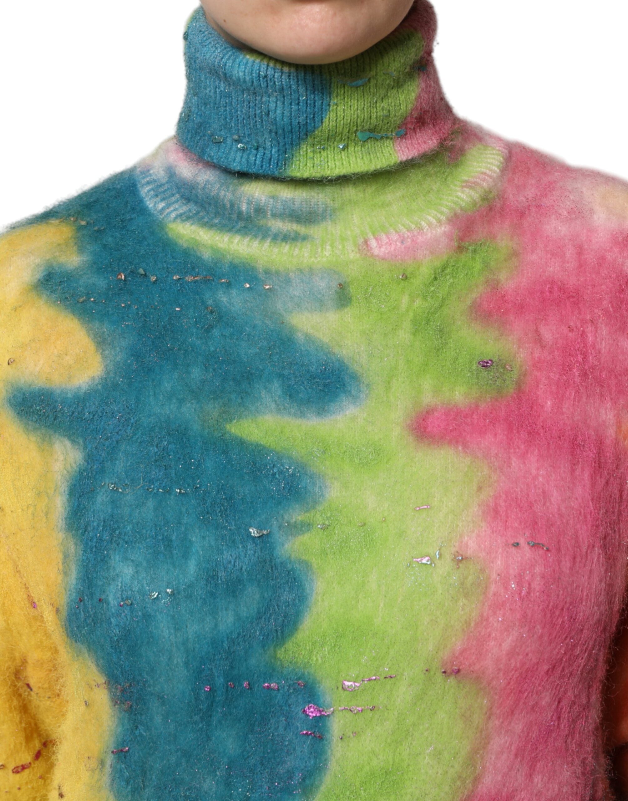 Dolce & Gabbana Multicolor Mohair Turtleneck Pullover Sweater Dolce & Gabbana