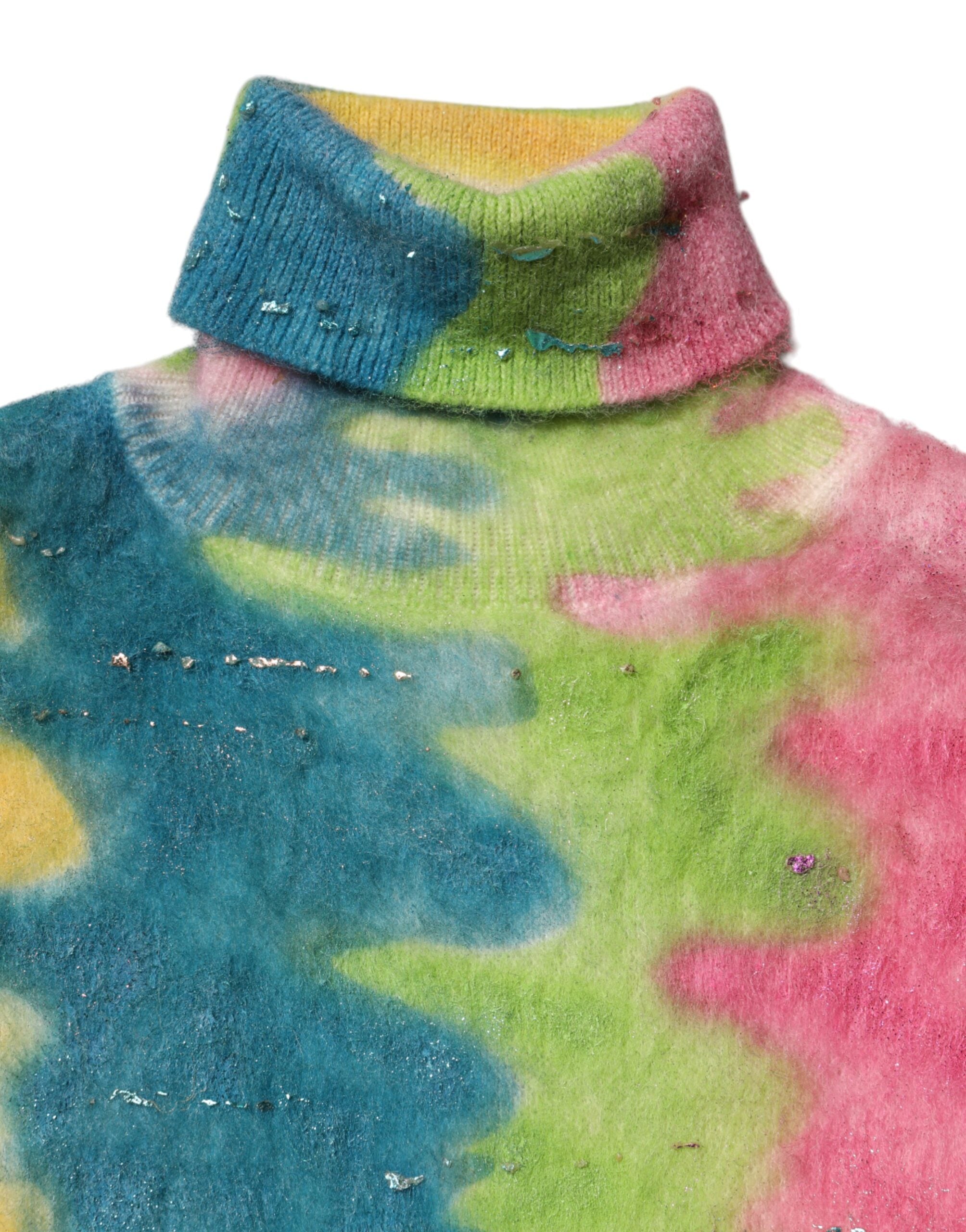 Dolce & Gabbana Multicolor Mohair Turtleneck Pullover Sweater Dolce & Gabbana
