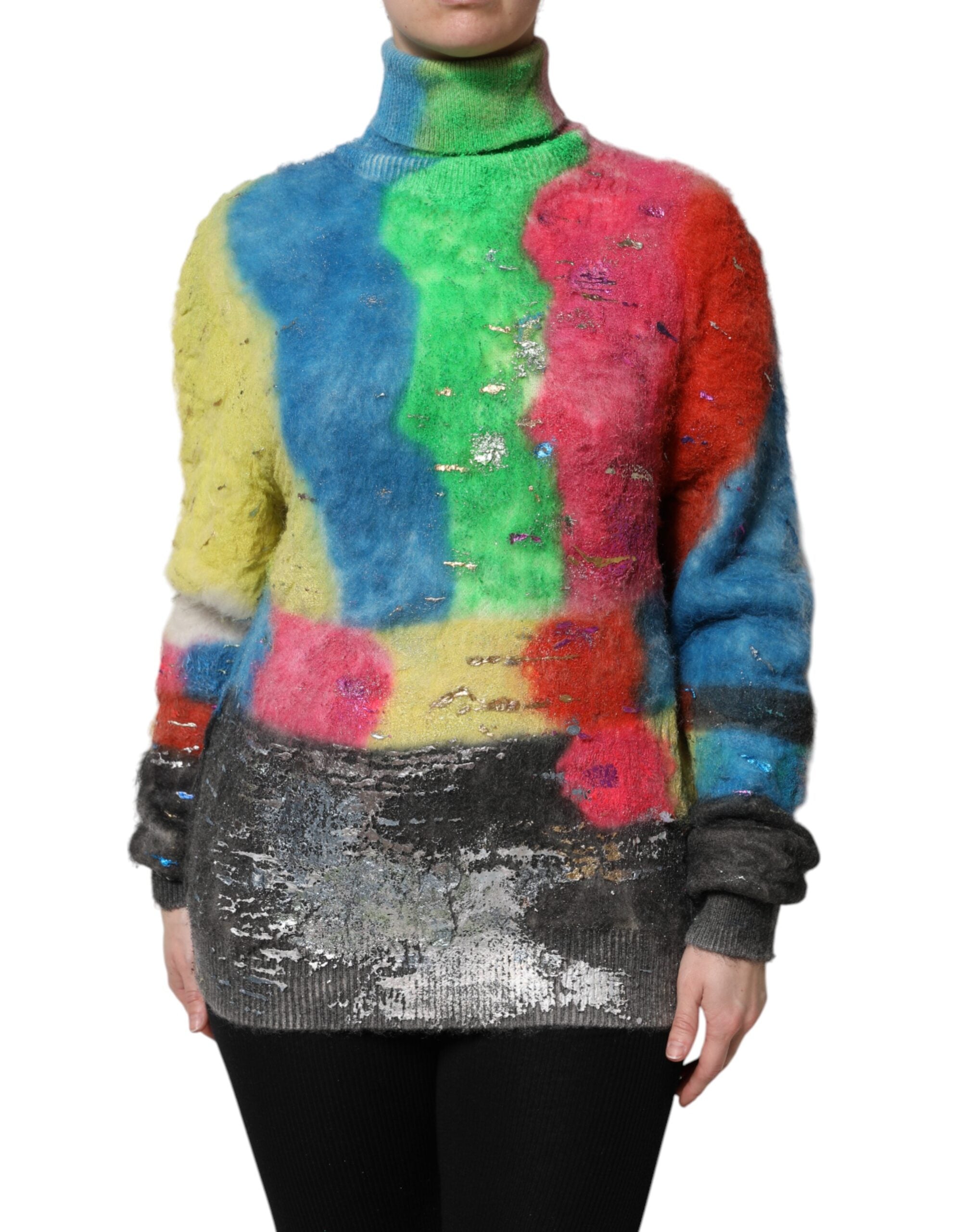 Dolce & Gabbana Multicolor Mohair Turtleneck Pullover Sweater Dolce & Gabbana