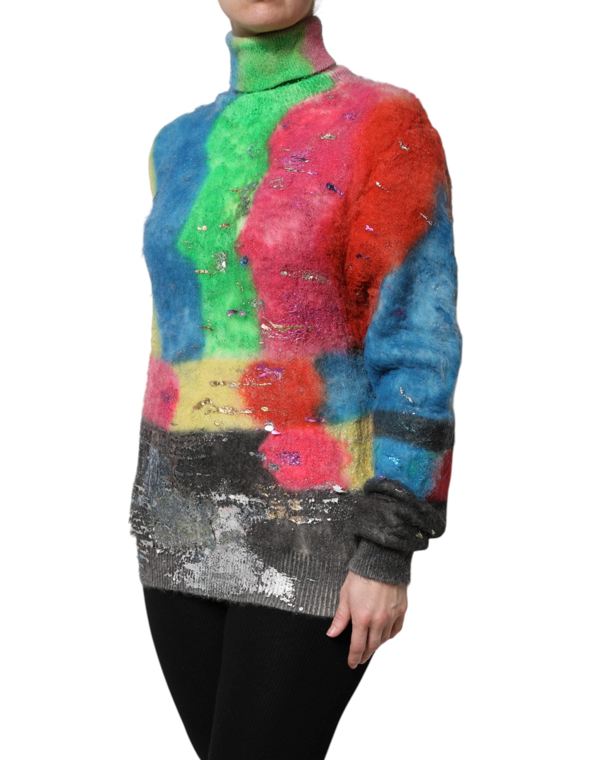 Dolce & Gabbana Multicolor Mohair Turtleneck Pullover Sweater Dolce & Gabbana