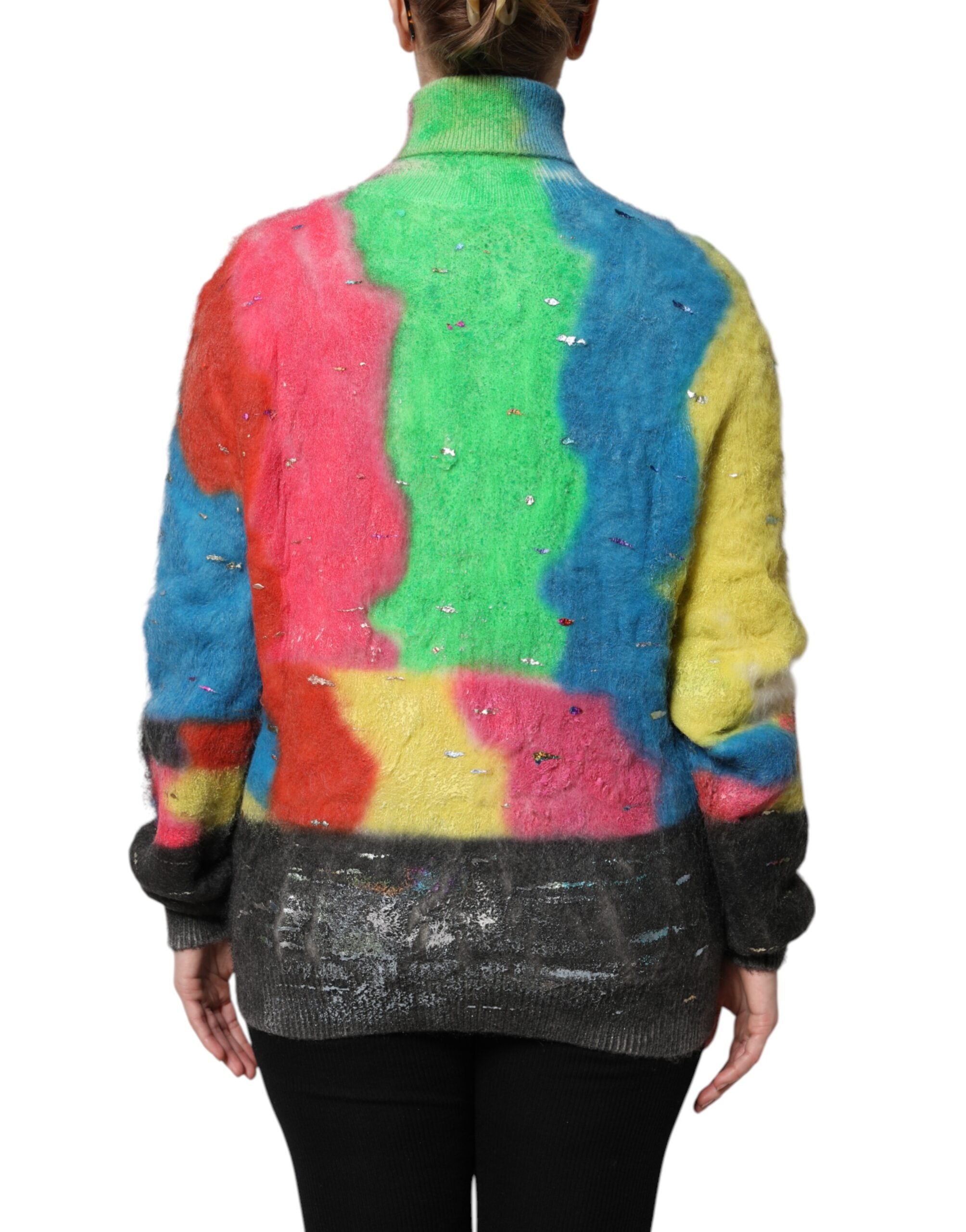 Dolce & Gabbana Multicolor Mohair Turtleneck Pullover Sweater Dolce & Gabbana