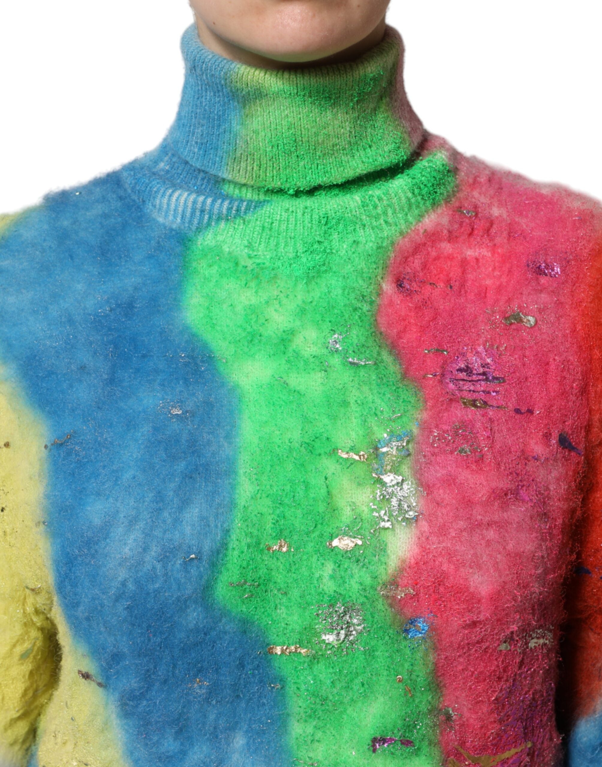 Dolce & Gabbana Multicolor Mohair Turtleneck Pullover Sweater Dolce & Gabbana