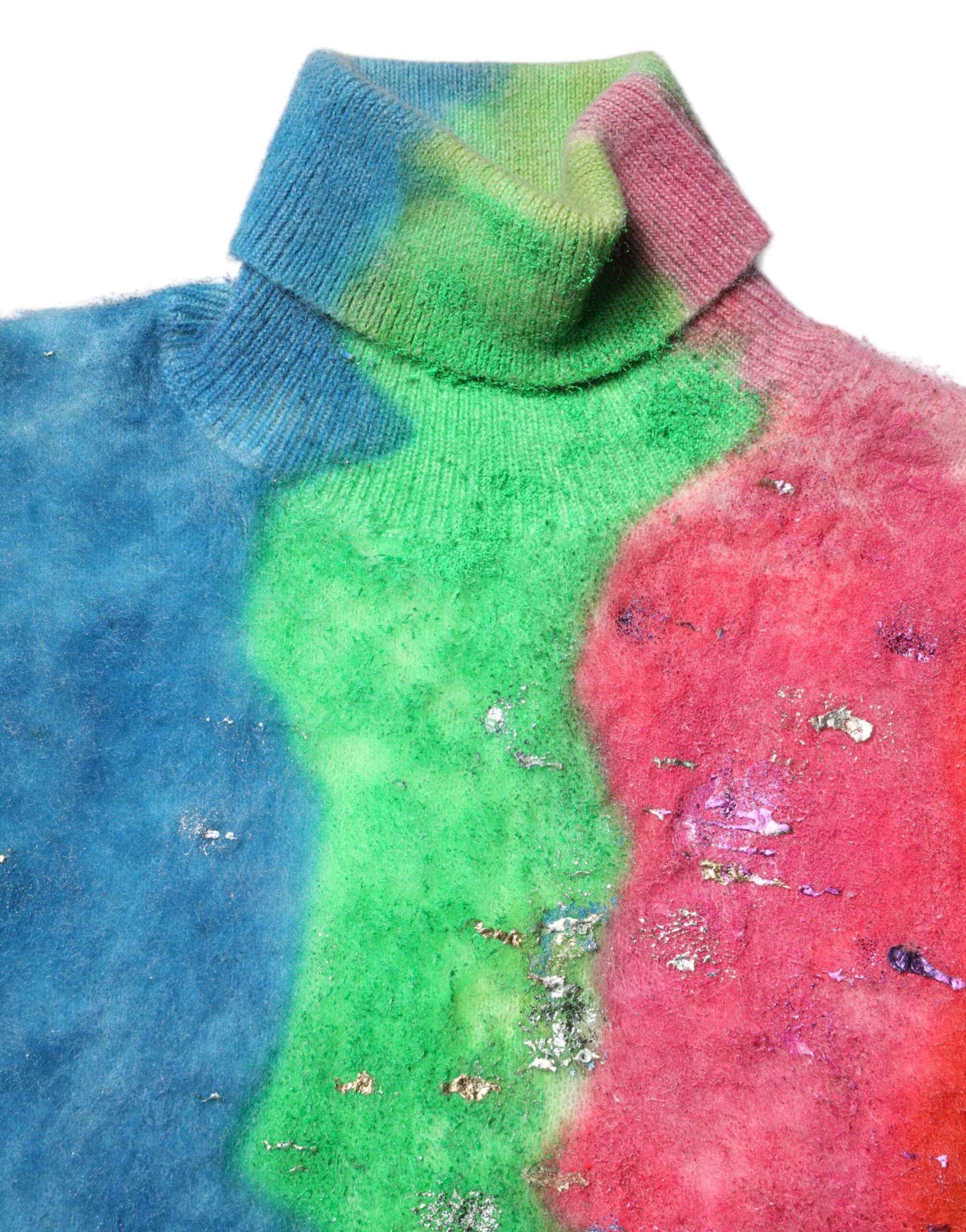 Dolce & Gabbana Multicolor Mohair Turtleneck Pullover Sweater Dolce & Gabbana