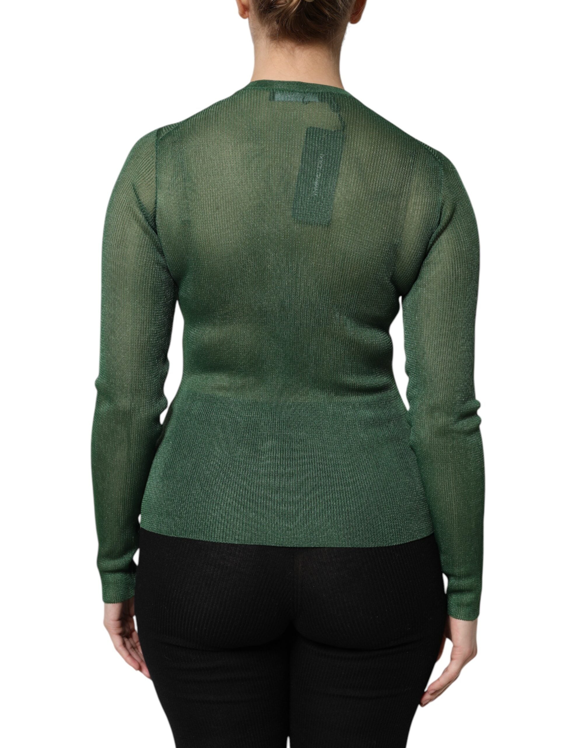 Dolce & Gabbana Green Polyester Long Sleeves Cardigan Sweater Dolce & Gabbana