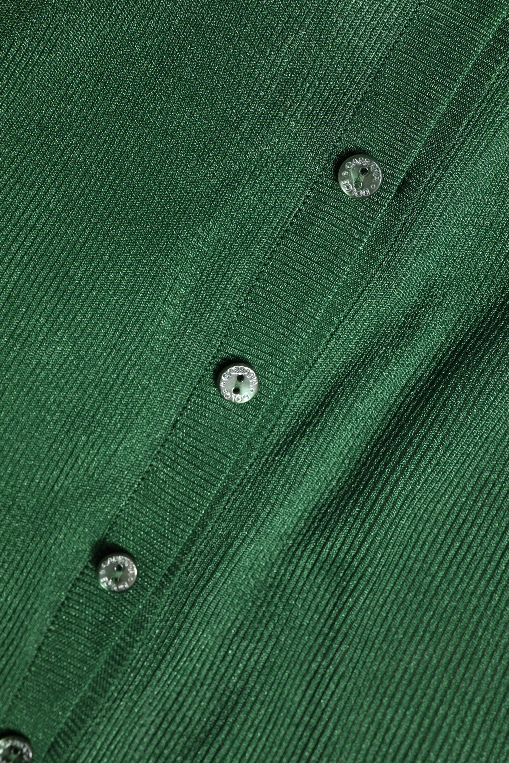 Dolce & Gabbana Green Polyester Long Sleeves Cardigan Sweater Dolce & Gabbana