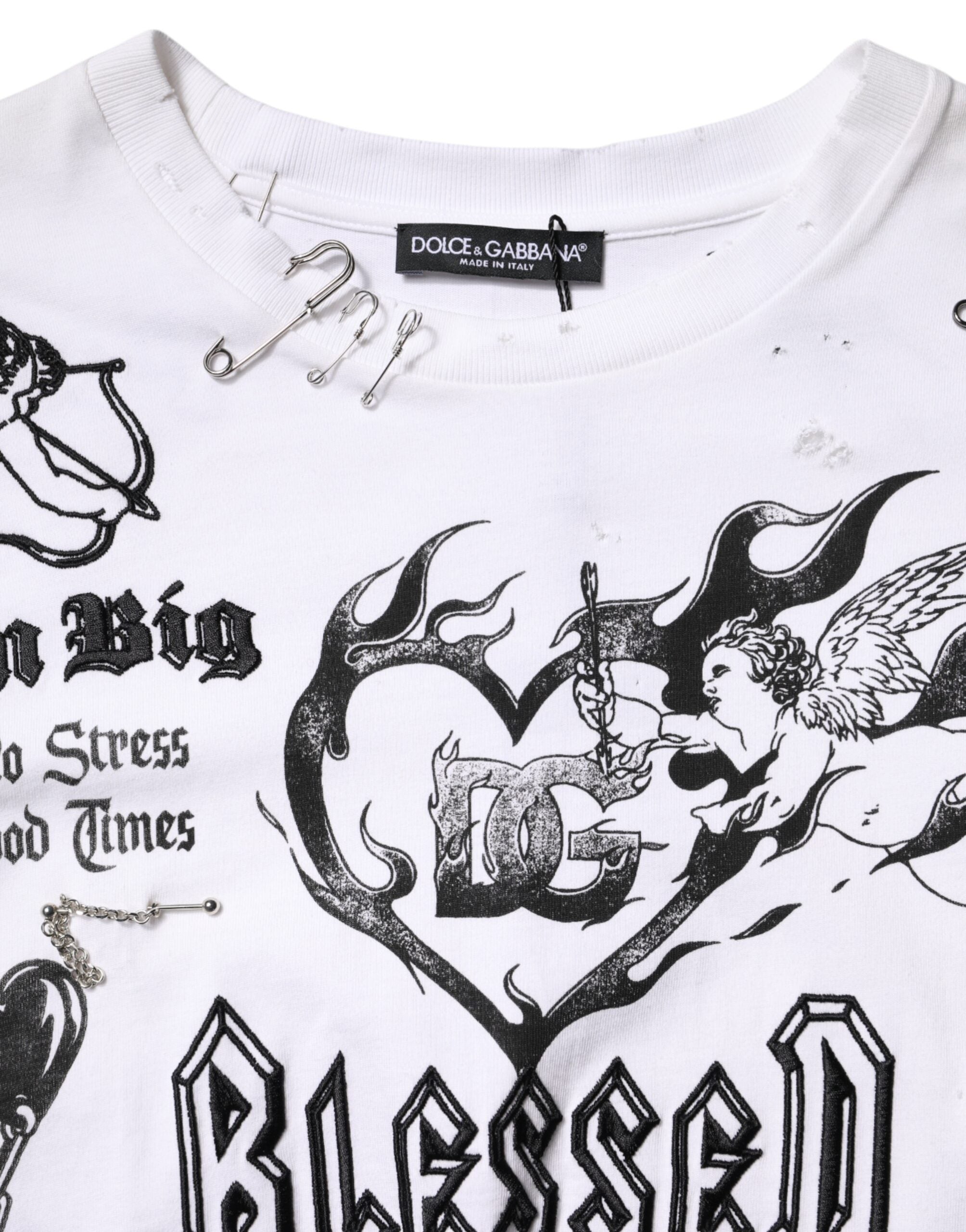 Dolce & Gabbana White Cotton DG BLESSED Printed T-shirt Dolce & Gabbana