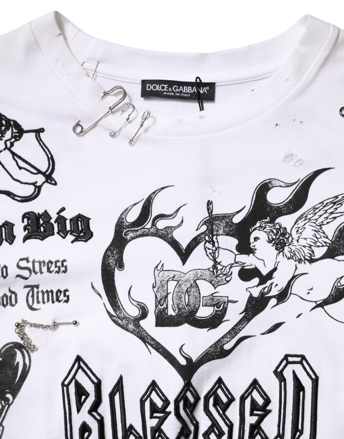 Dolce & Gabbana White Cotton DG BLESSED Printed T-shirt