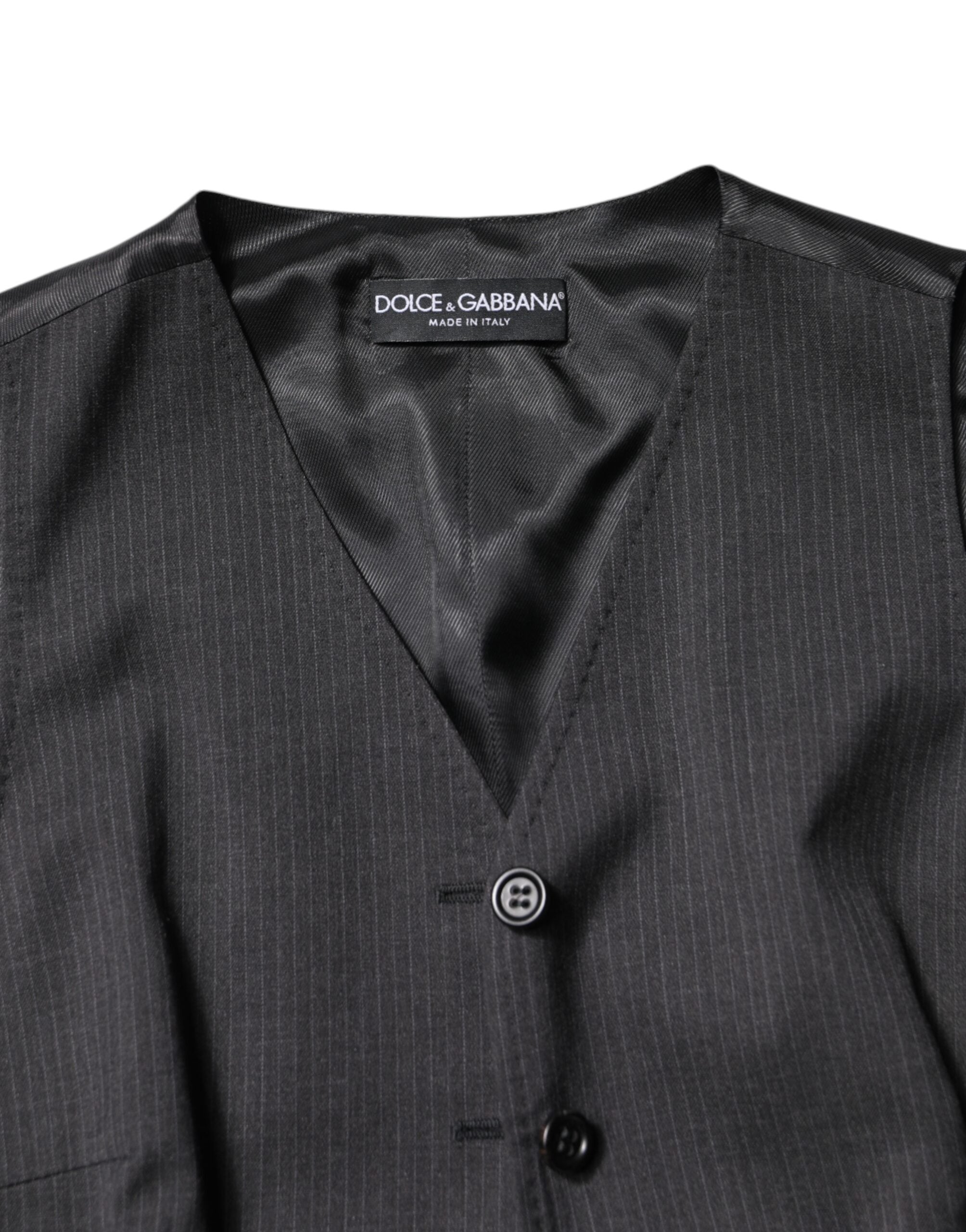 Dolce & Gabbana Black Striped Button Down Sleeveless Vest Top Dolce & Gabbana