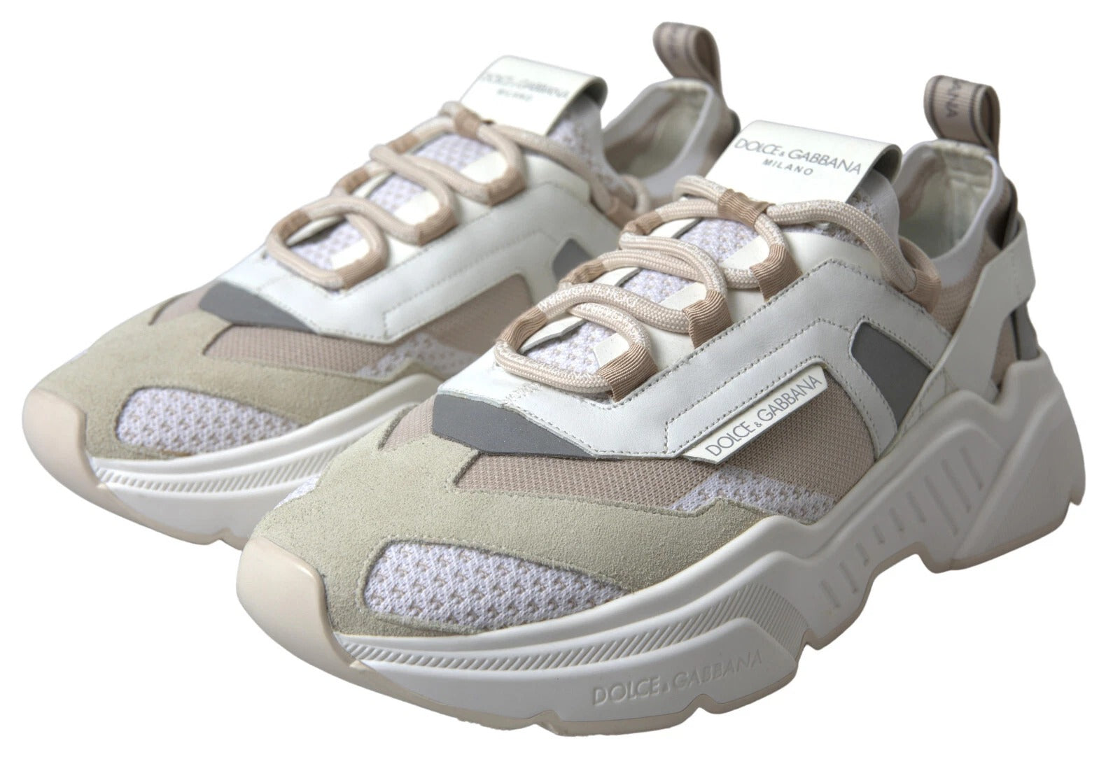 Dolce & Gabbana Sneakers White Beige Leather Sport DAYMASTER Shoes Dolce & Gabbana
