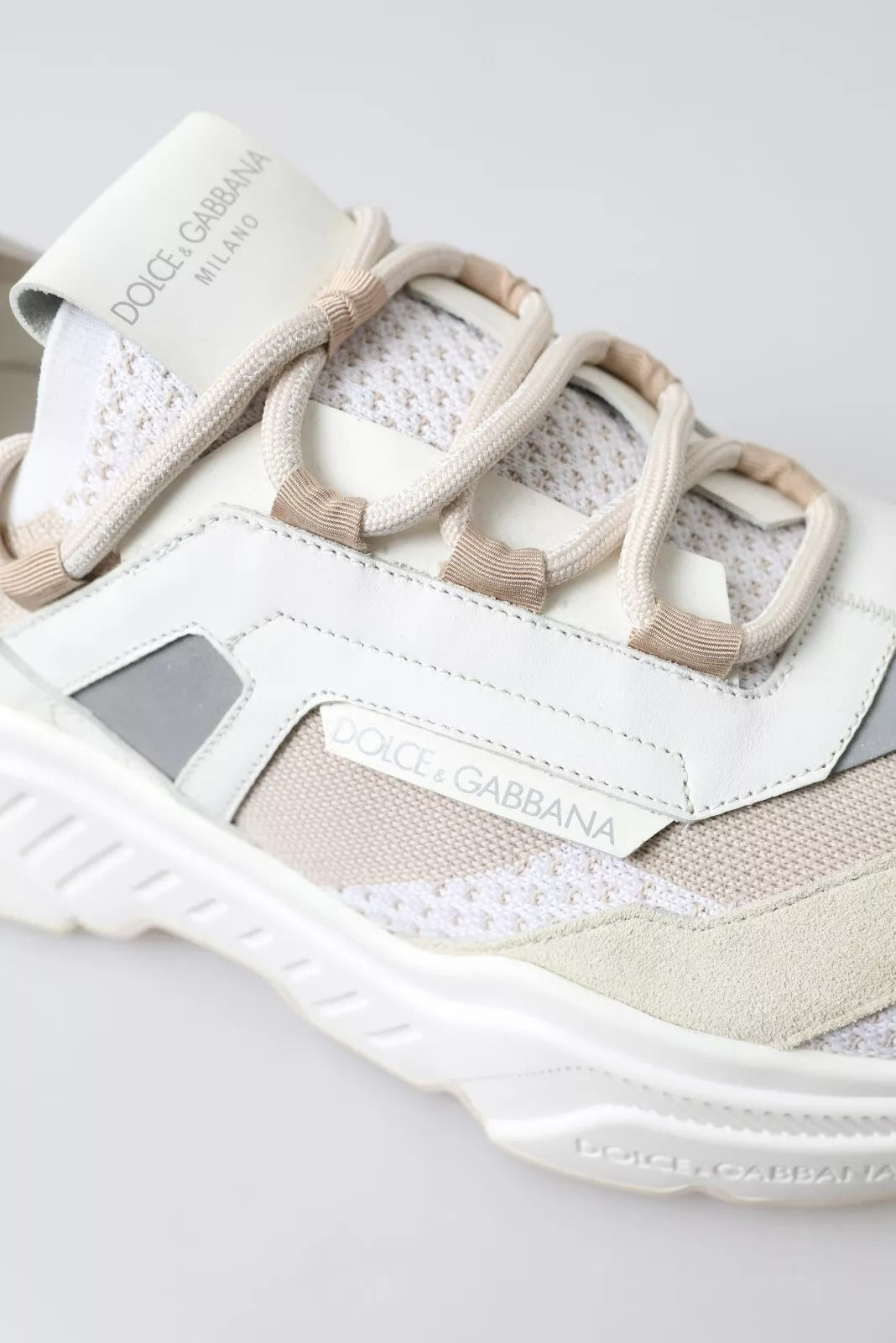 Dolce & Gabbana Sneakers White Beige Leather Sport DAYMASTER Shoes Dolce & Gabbana
