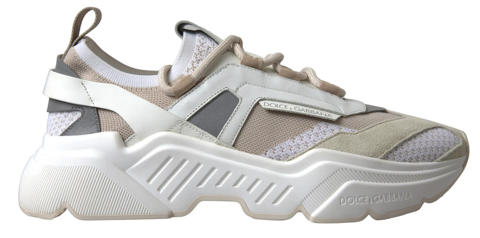 Dolce & Gabbana Sneakers White Beige Leather Sport DAYMASTER Shoes Dolce & Gabbana