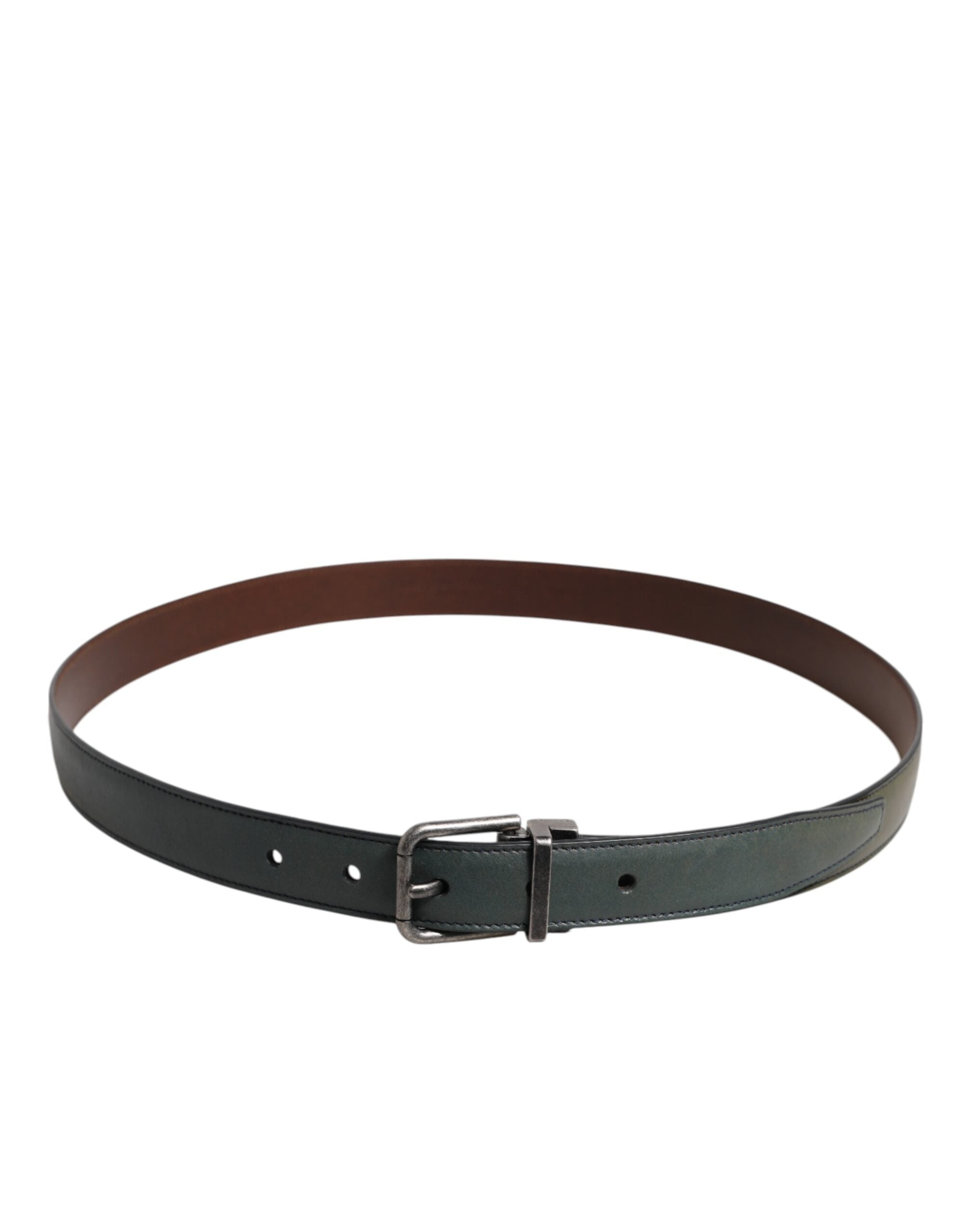 Dolce & Gabbana Green Classic Leather Metal Buckle Belt Dolce & Gabbana