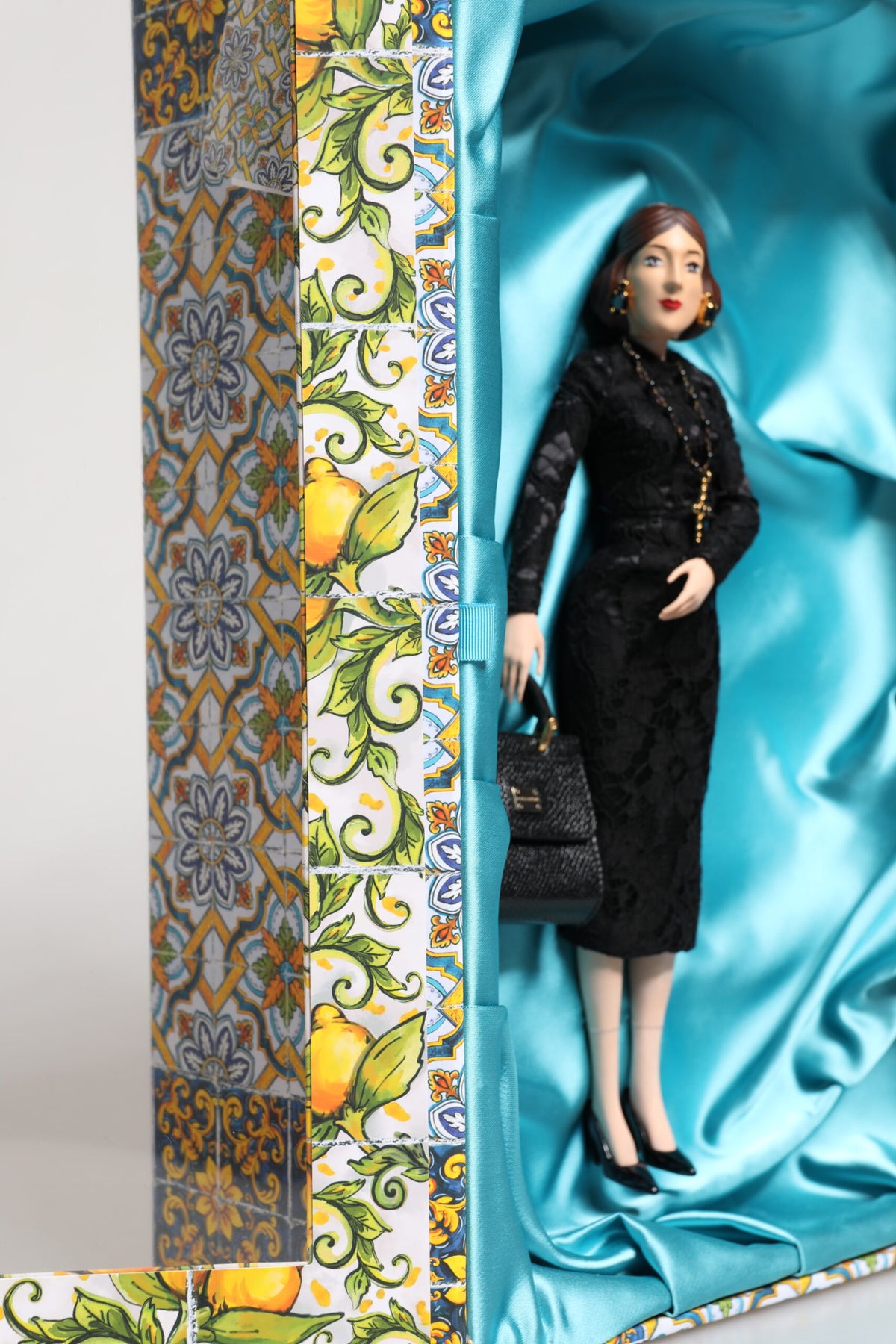 Dolce & Gabbana Black Dress MARIA Porcelain Fashion Show Leather Sicily Dolls