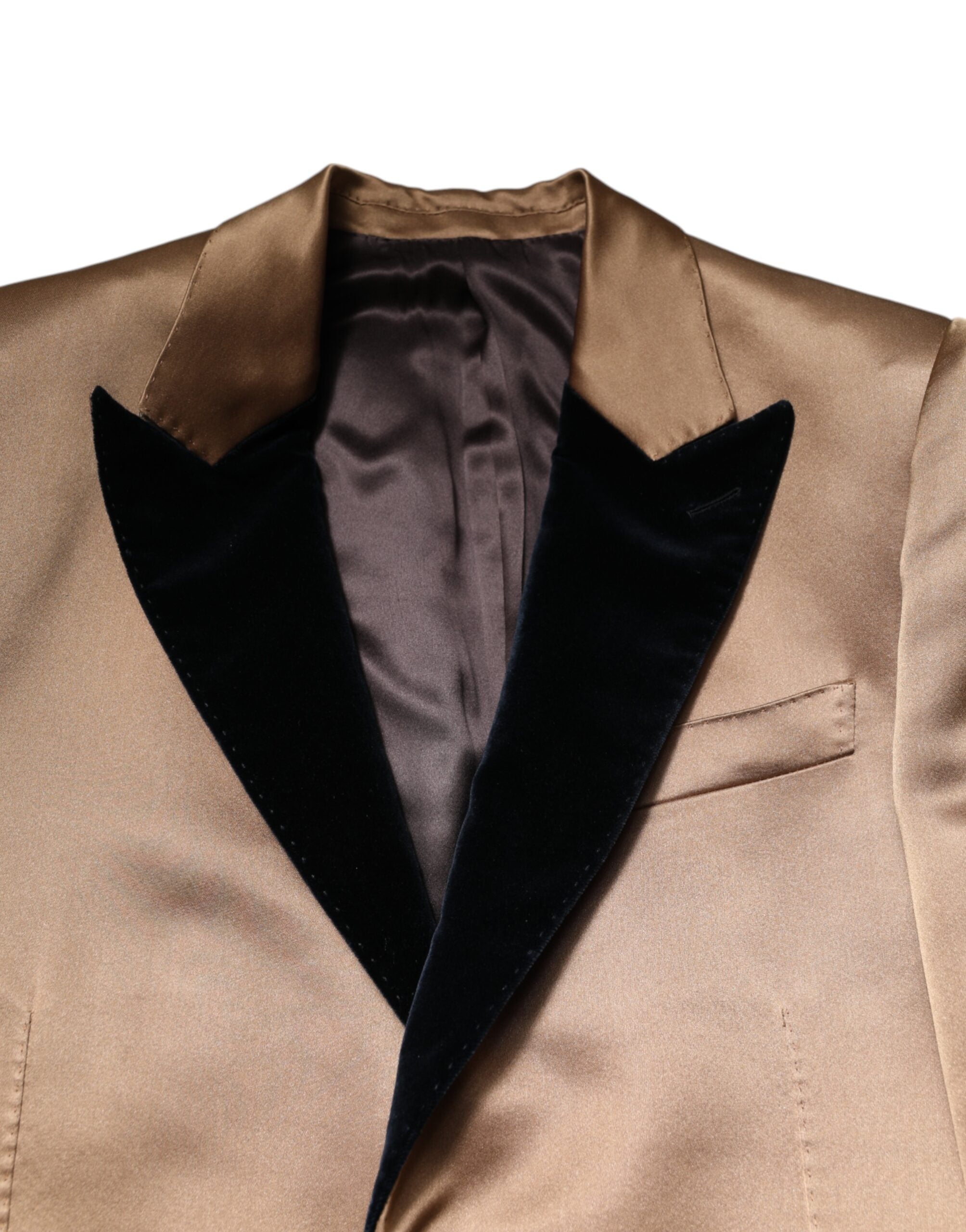 Dolce & Gabbana Brown Silk Single Breasted Trench Coat  Jacket Dolce & Gabbana