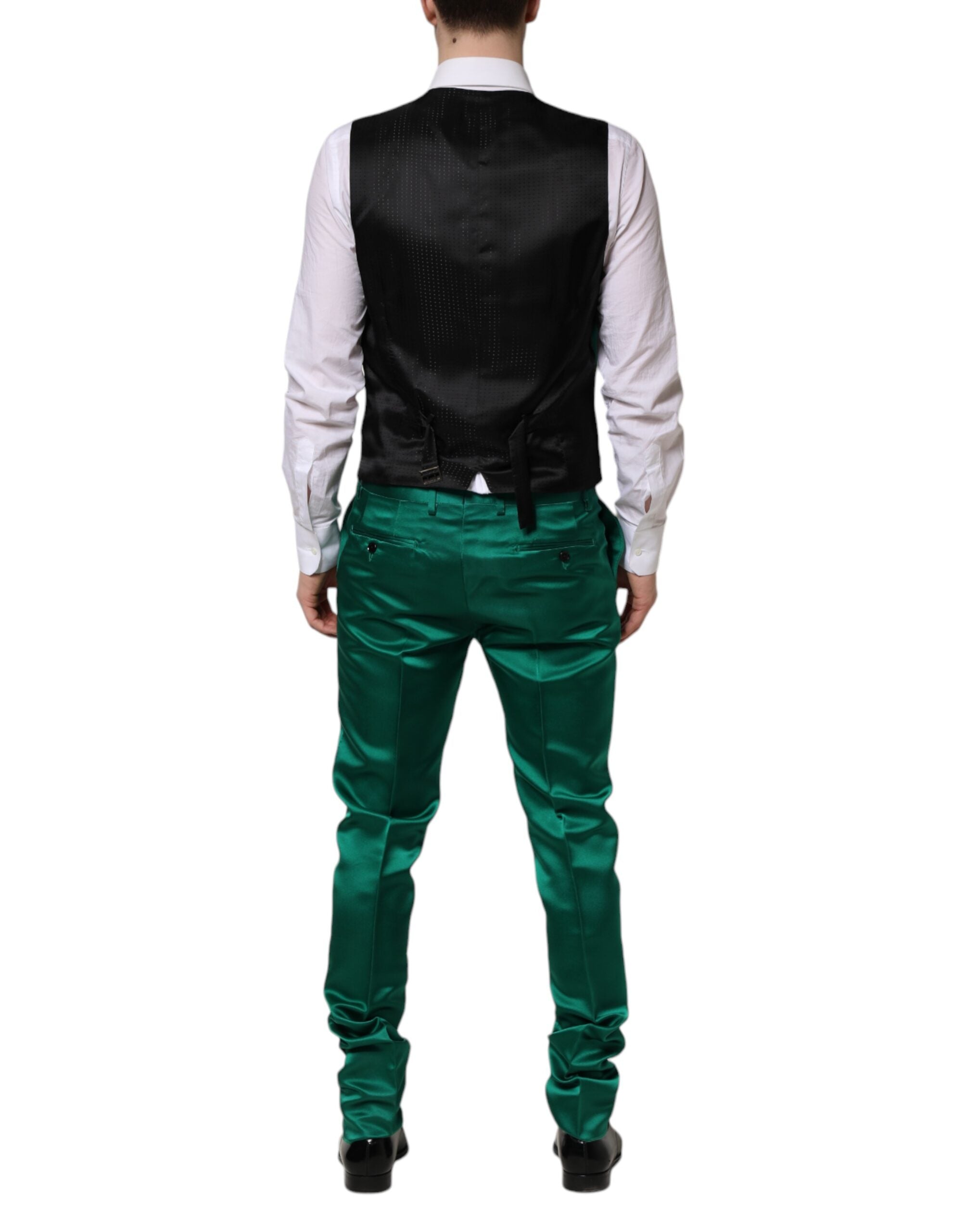 Dolce & Gabbana Green Silk 3 Piece Single Breasted Suit Dolce & Gabbana