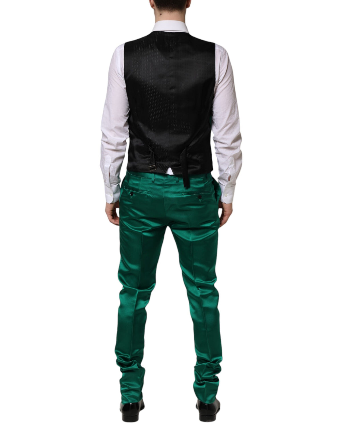 Dolce & Gabbana Green Silk 3 Piece Single Breasted Suit