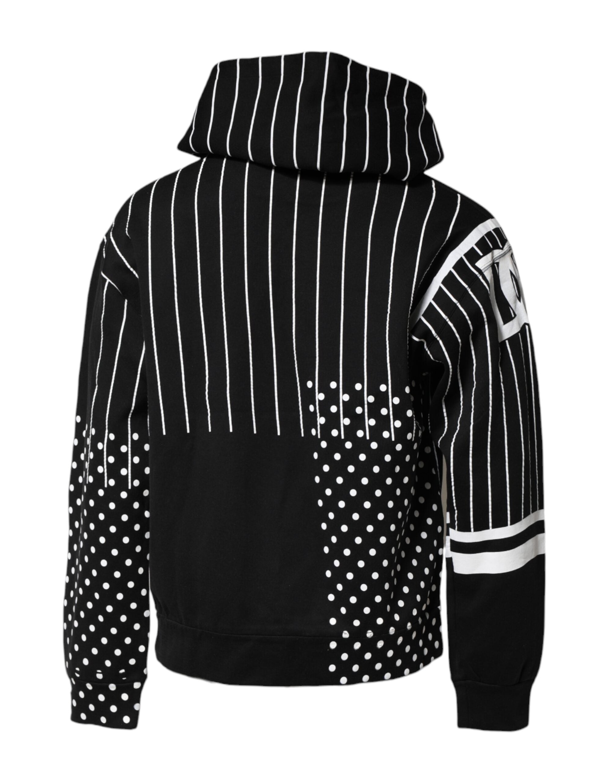 Dolce & Gabbana Black White Stripe Hooded Sweatshirt Sweater Dolce & Gabbana
