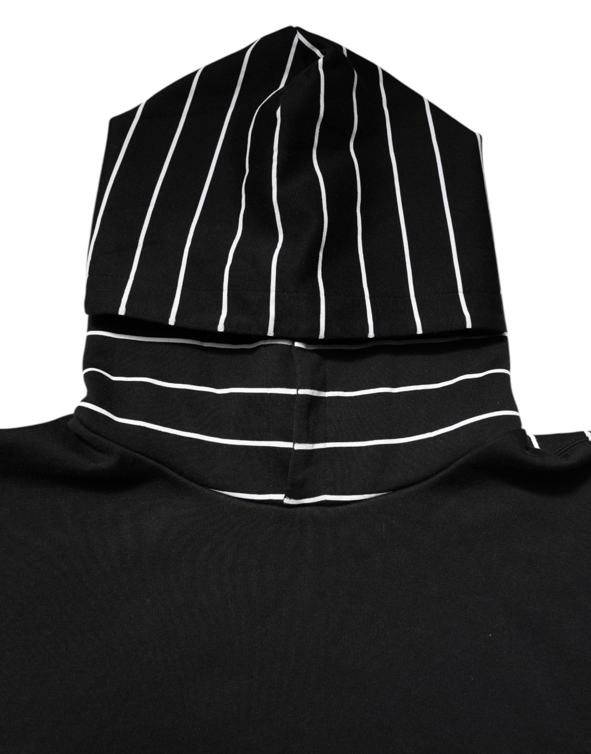 Dolce & Gabbana Black White Stripe Hooded Sweatshirt Sweater Dolce & Gabbana