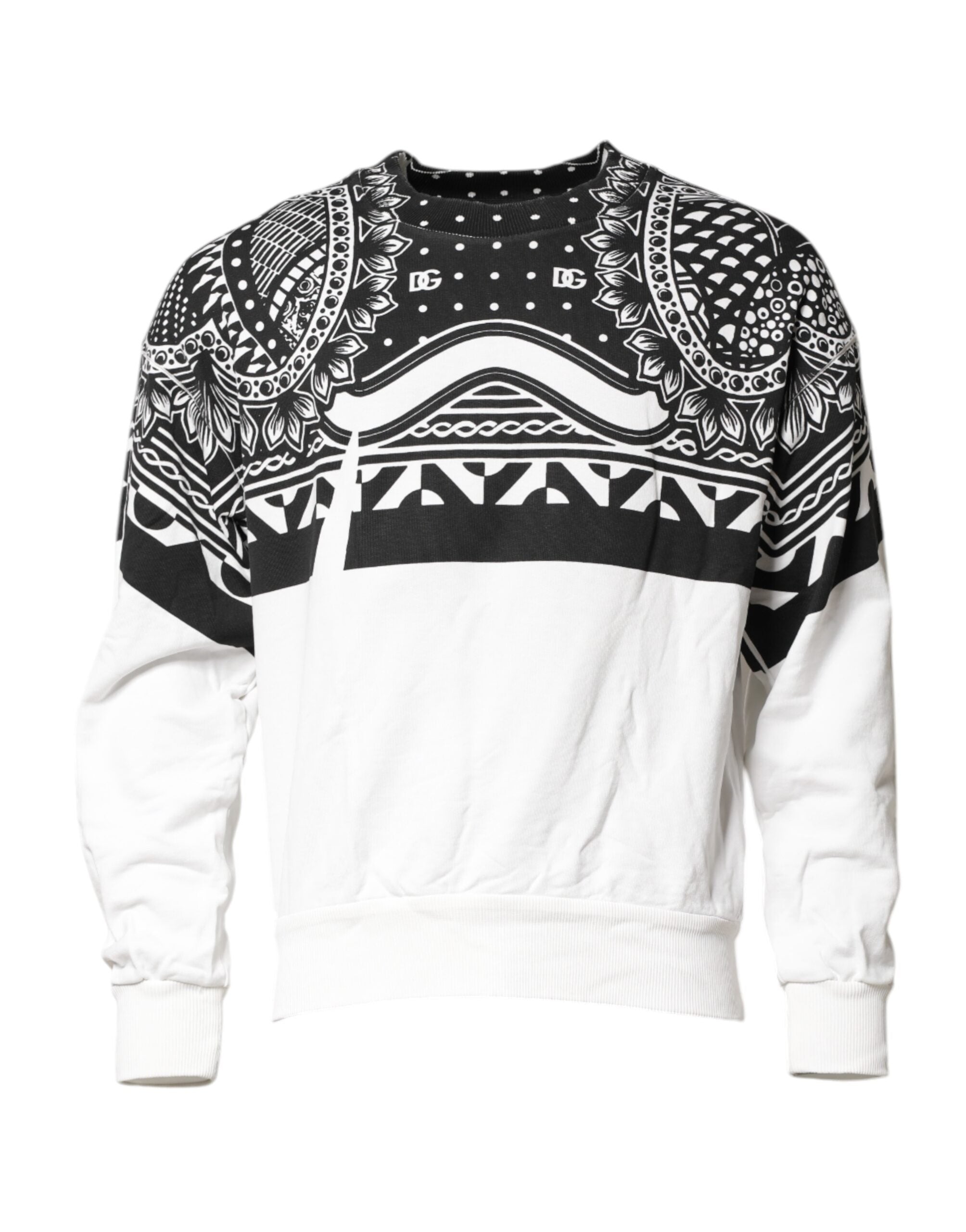 Dolce & Gabbana Black White Bandana Cotton Men Sweatshirt Sweater Dolce & Gabbana