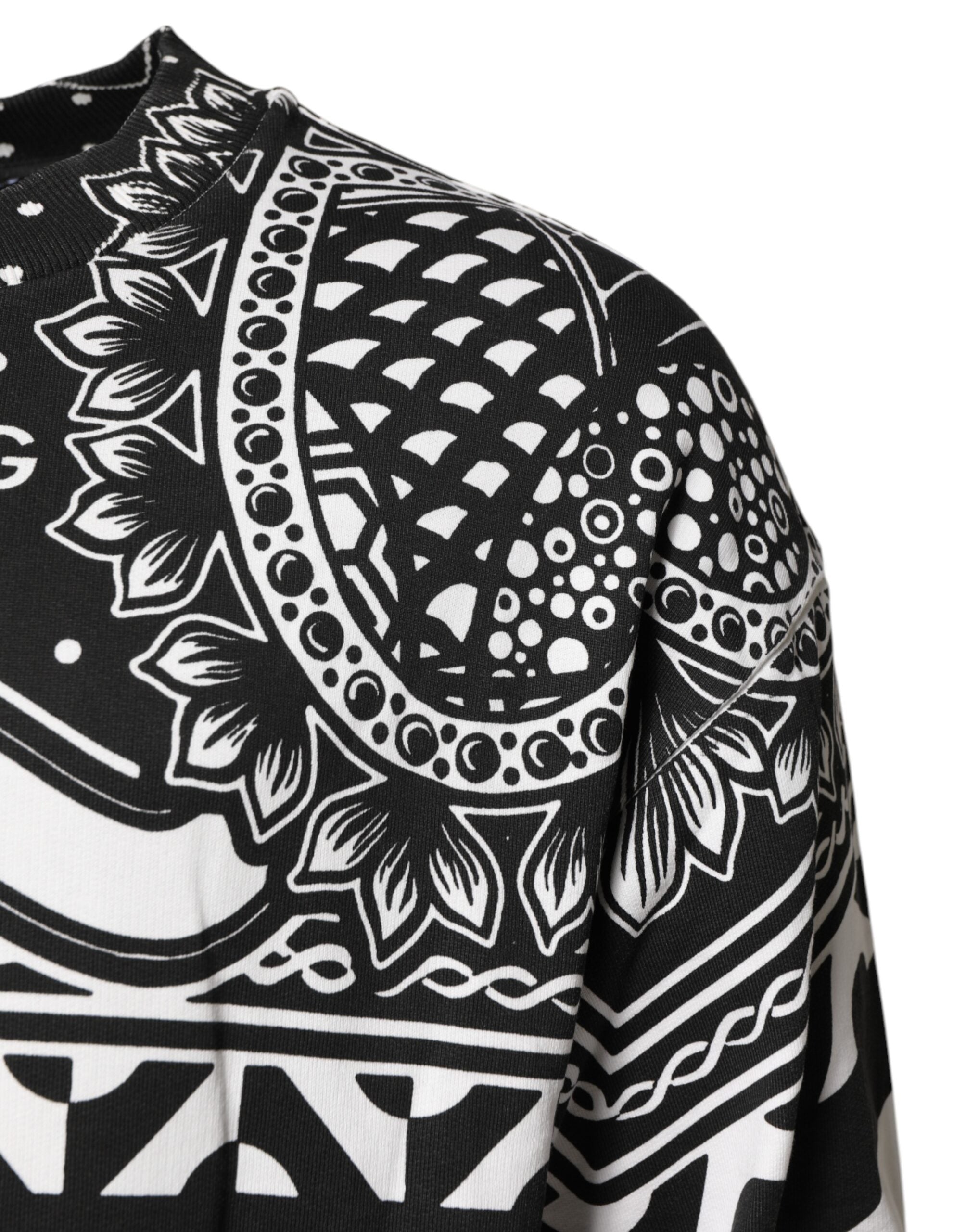 Dolce & Gabbana Black White Bandana Cotton Men Sweatshirt Sweater Dolce & Gabbana