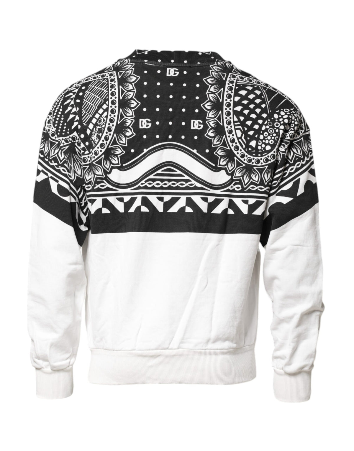 Dolce & Gabbana Black White Bandana Cotton Men Sweatshirt Sweater