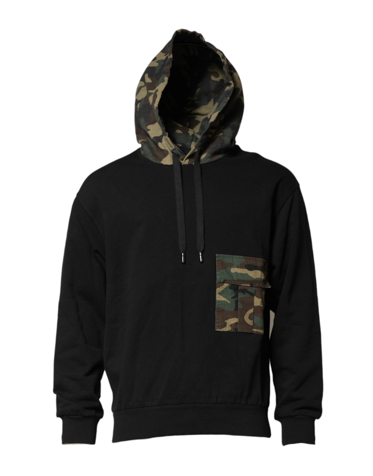 Dolce & Gabbana Black Camouflage Hooded Sweatshirt Sweater