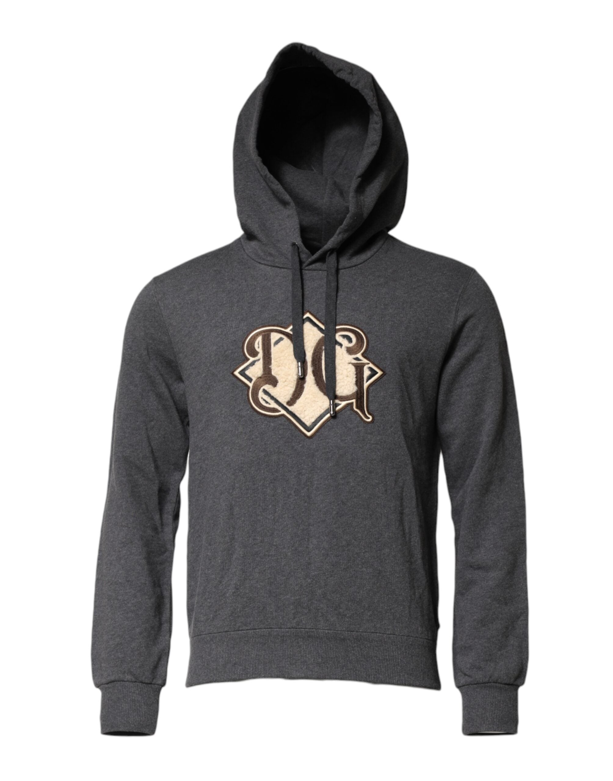 Dolce & Gabbana Gray Logo Patch Hooded Sweatshirt Sweater Dolce & Gabbana