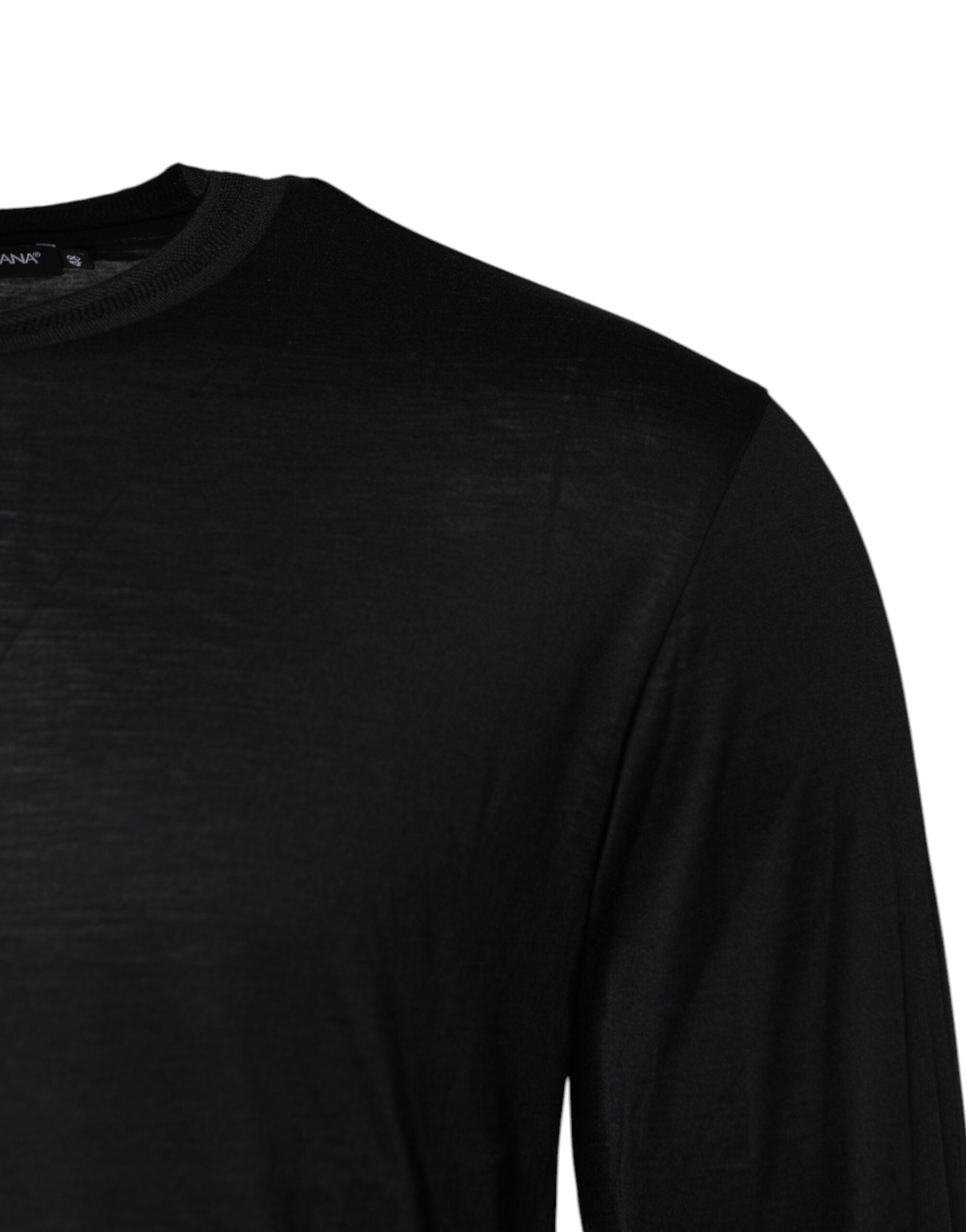 Dolce & Gabbana Dark Blue Silk Crew Neck Men Pullover Sweater Dolce & Gabbana
