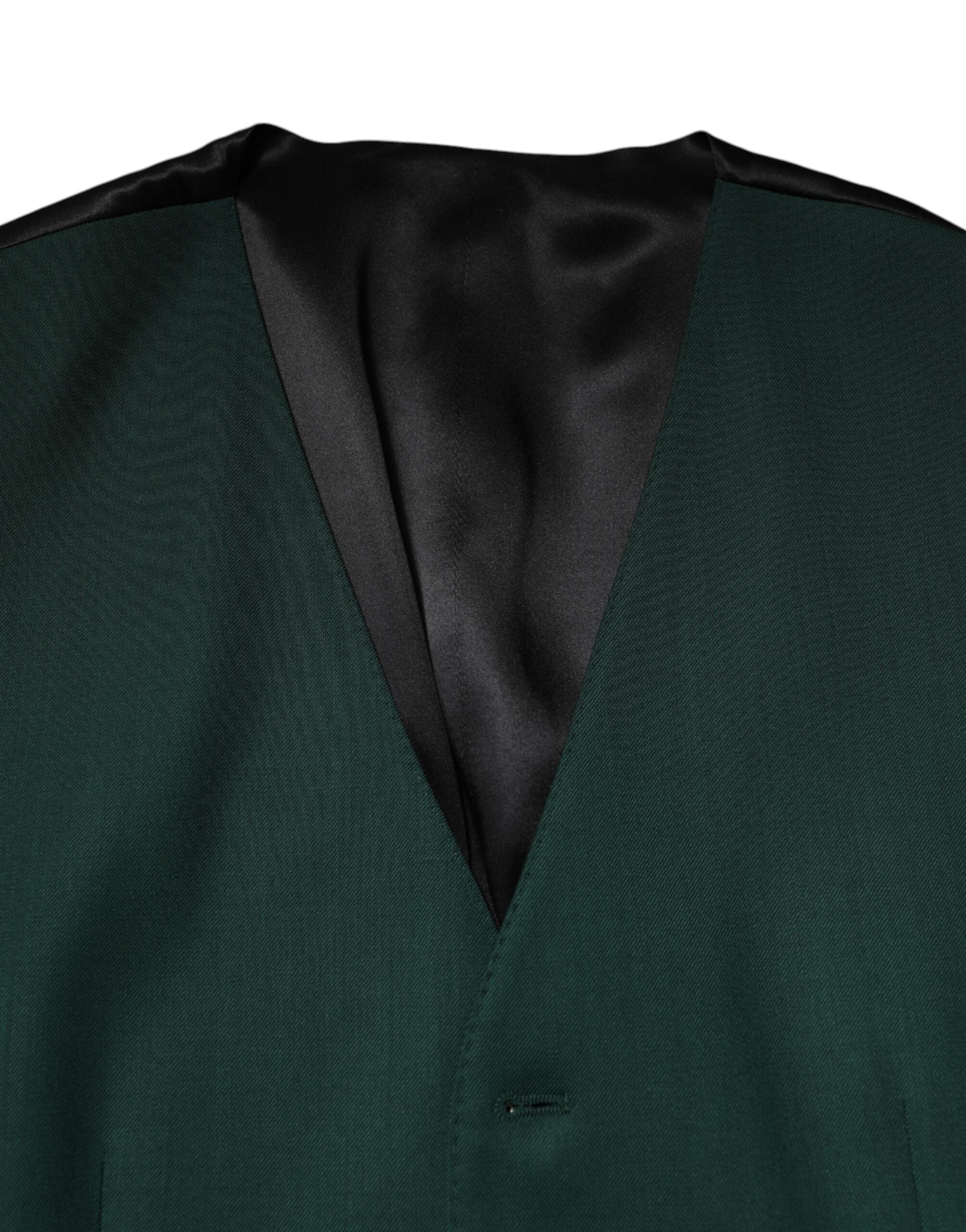 Dolce & Gabbana Green Wool Dress Formal Men Waistcoat Vest Dolce & Gabbana
