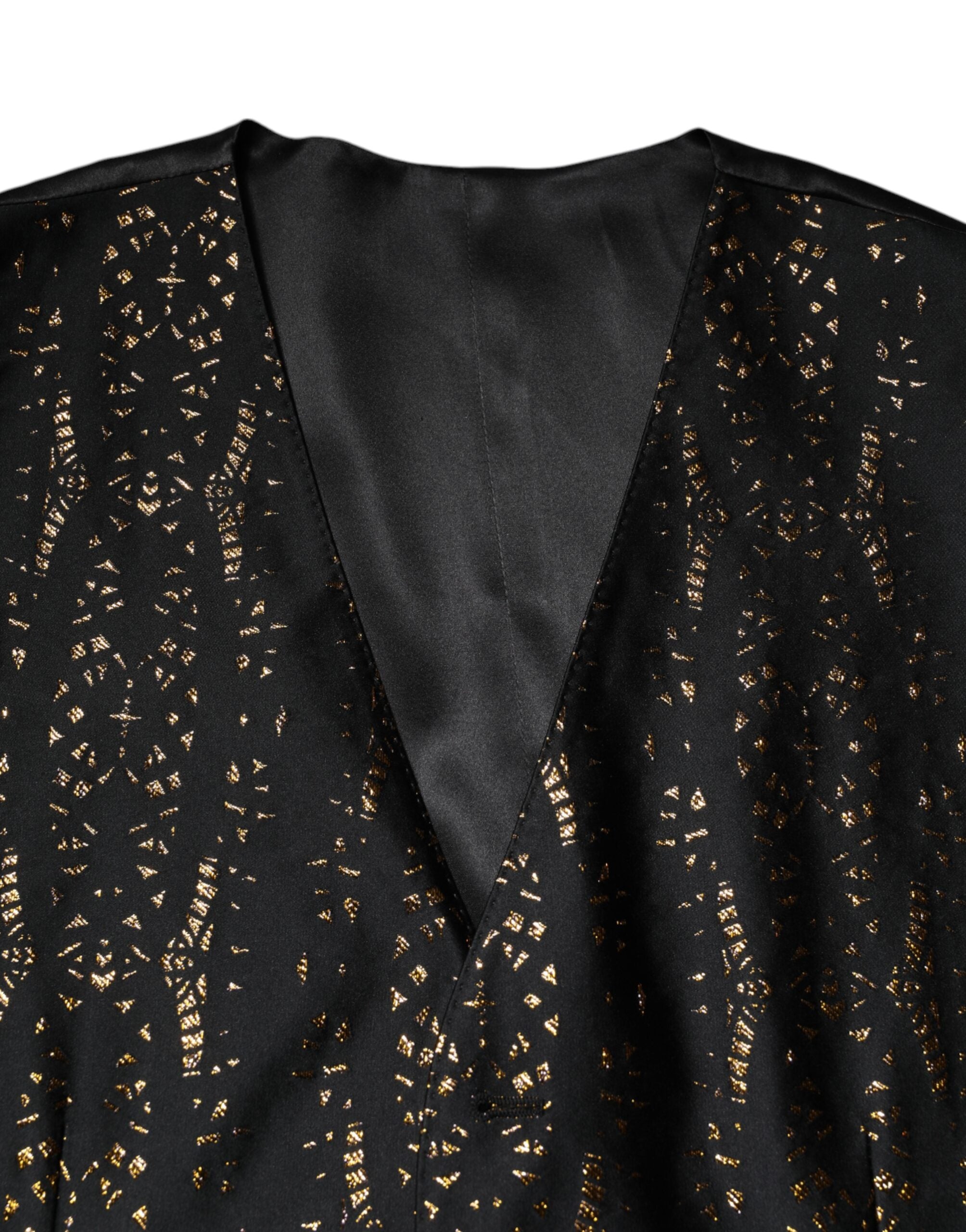Dolce & Gabbana Black Lurex Dress Formal Men Waistcoat Vest Dolce & Gabbana