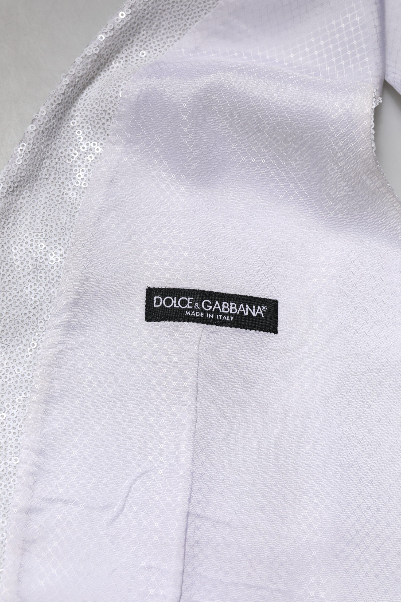 Dolce & Gabbana White Sequined Dress Formal Waistcoat Vest Dolce & Gabbana