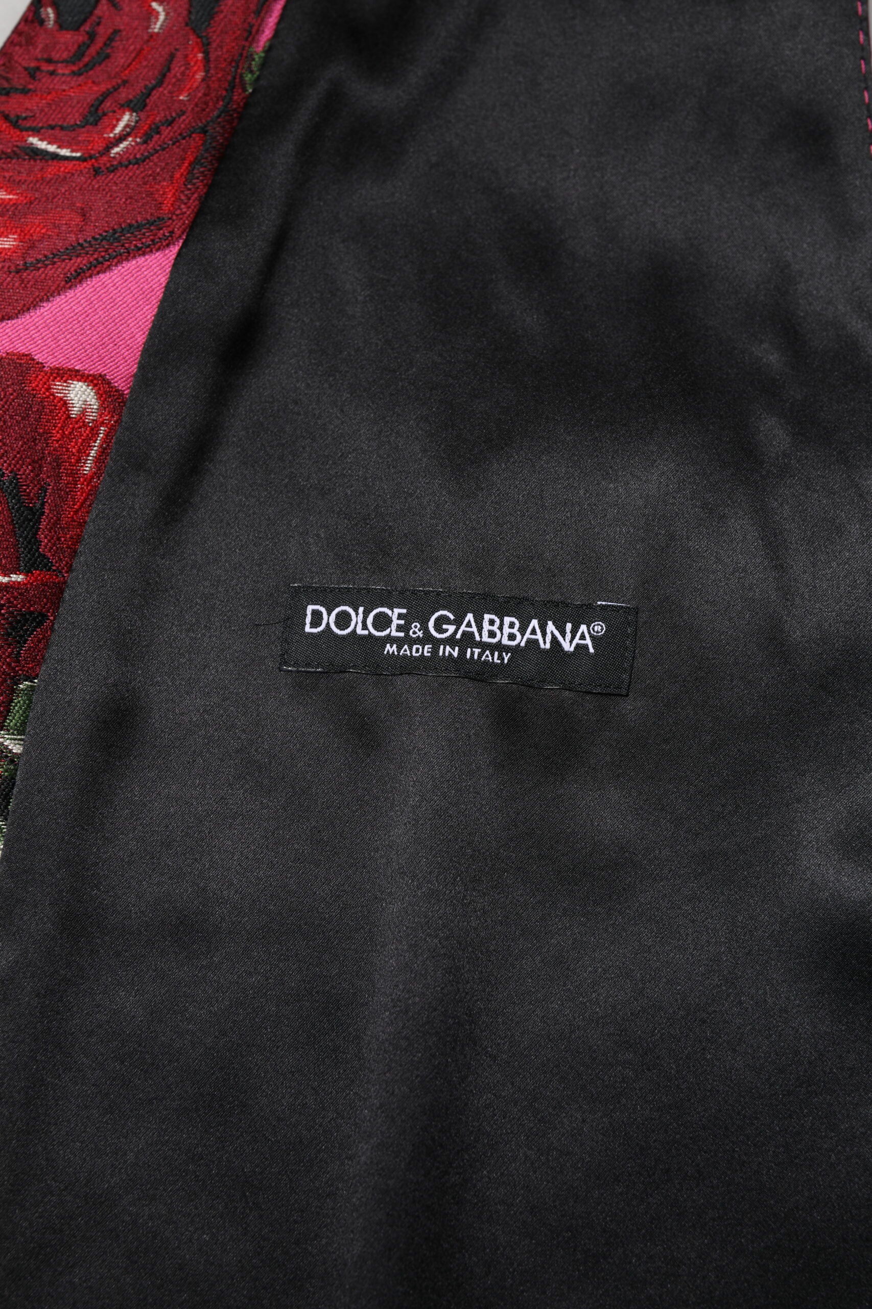 Dolce & Gabbana Pink Floral Satin Formal Men Waistcoat Vest Dolce & Gabbana