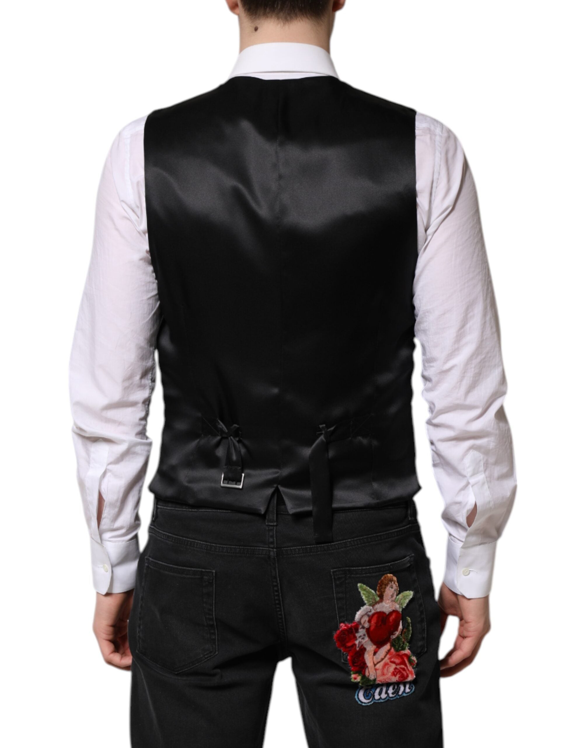 Dolce & Gabbana Red Floral Brocade Formal Men Waistcoat Vest Dolce & Gabbana
