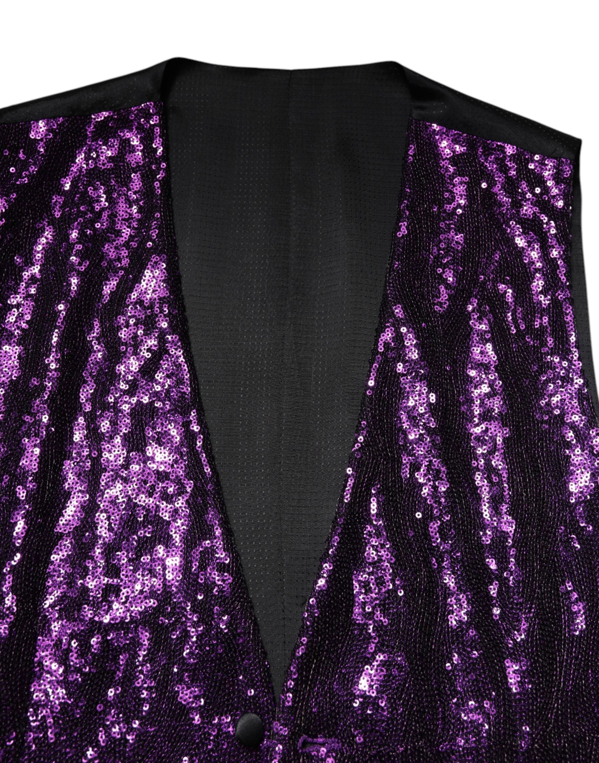 Dolce & Gabbana Purple Sequined Dress Formal Waistcoat Vest Dolce & Gabbana