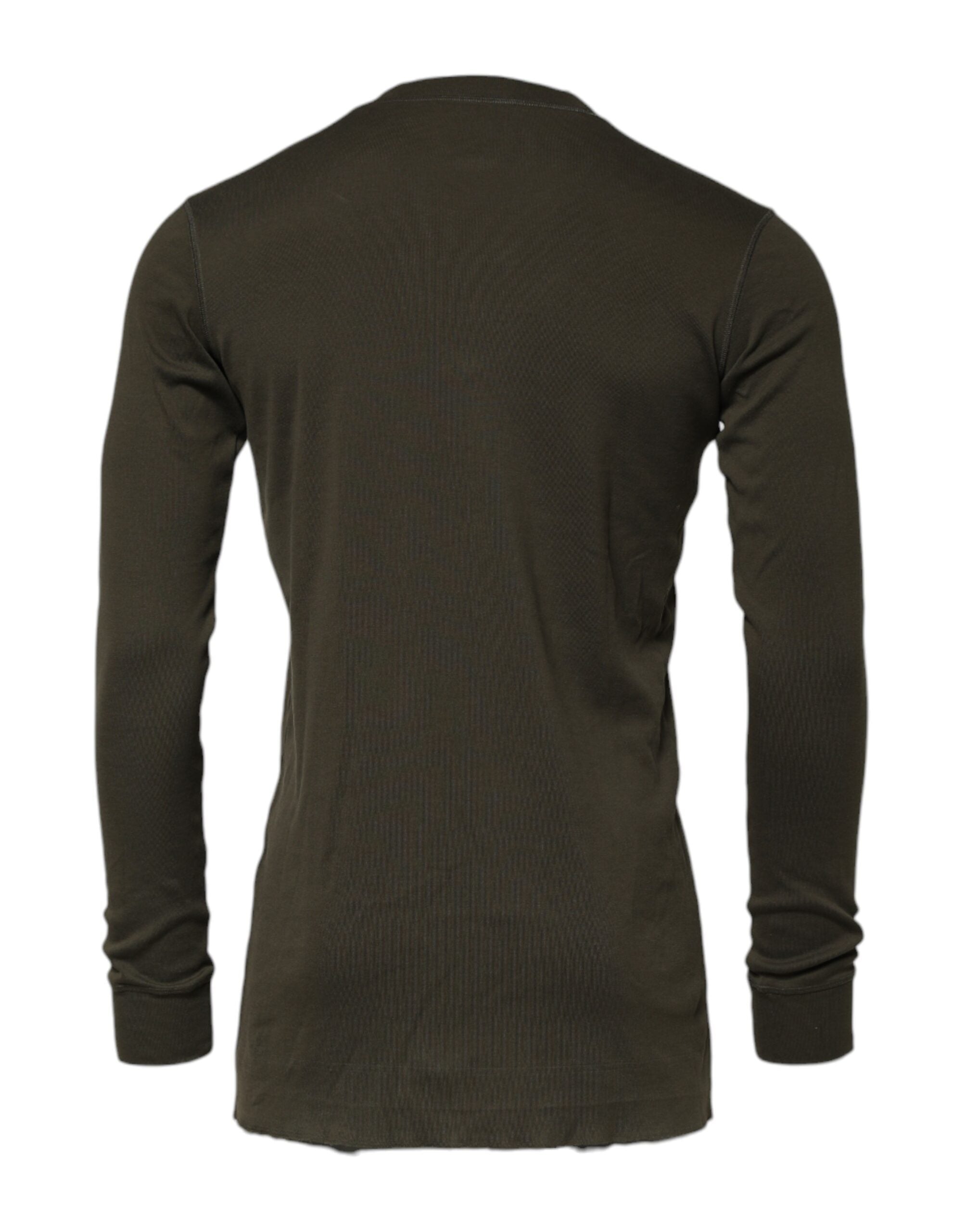 Dolce & Gabbana Dark Green Long Sleeves Crew Neck T-shirt Dolce & Gabbana