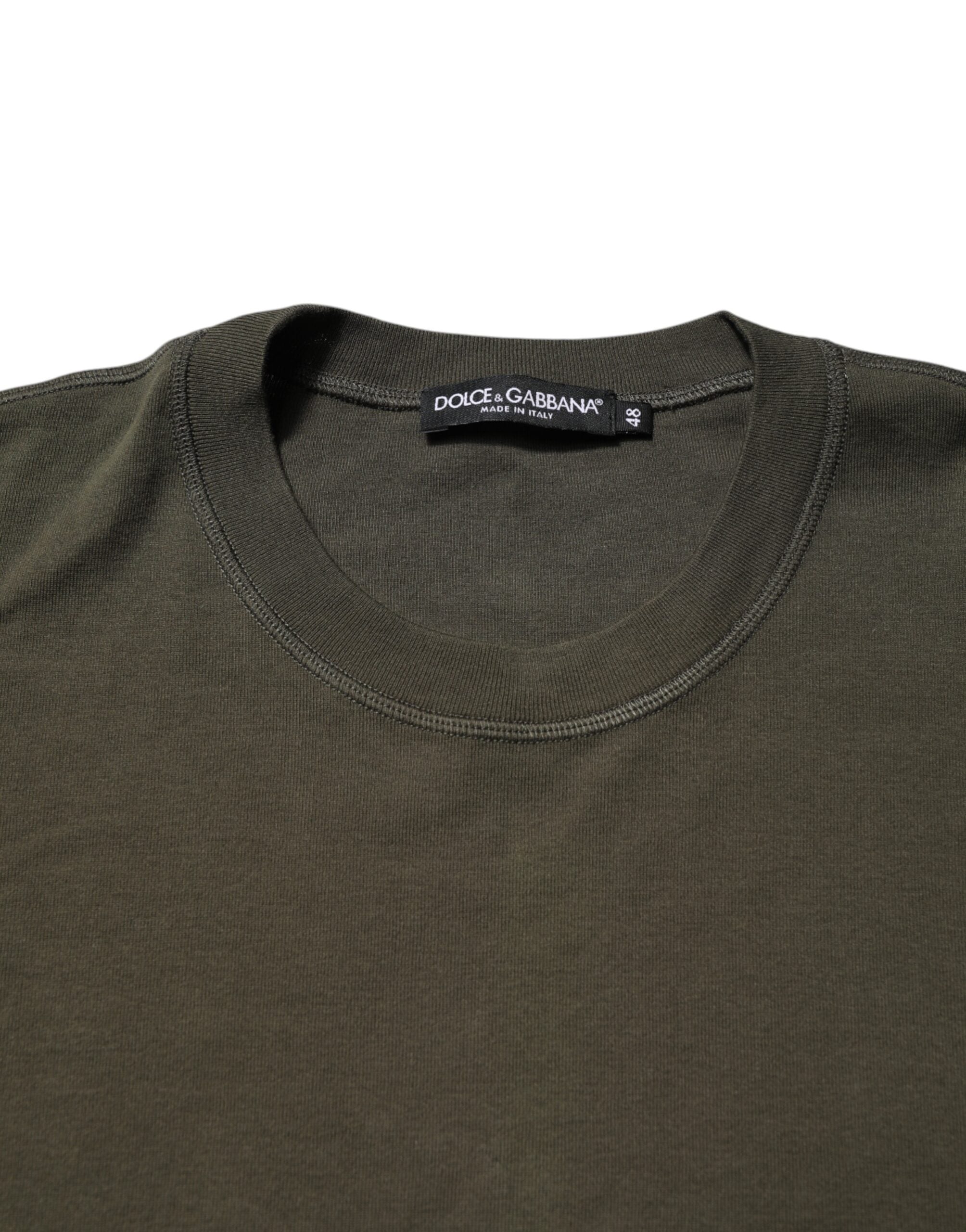 Dolce & Gabbana Dark Green Long Sleeves Crew Neck T-shirt Dolce & Gabbana