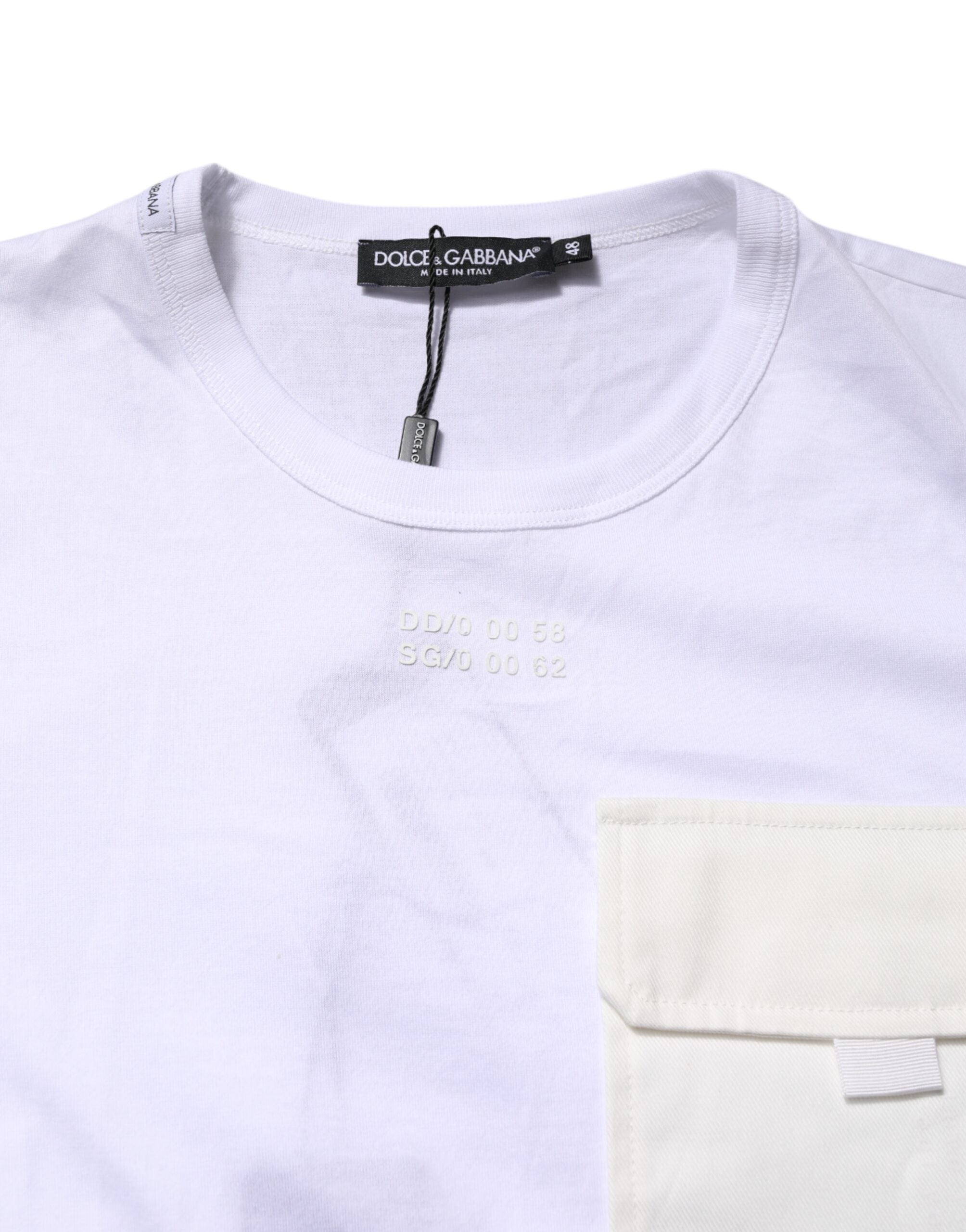 Dolce & Gabbana White Cotton Pocket Short Sleeves T-shirt Dolce & Gabbana