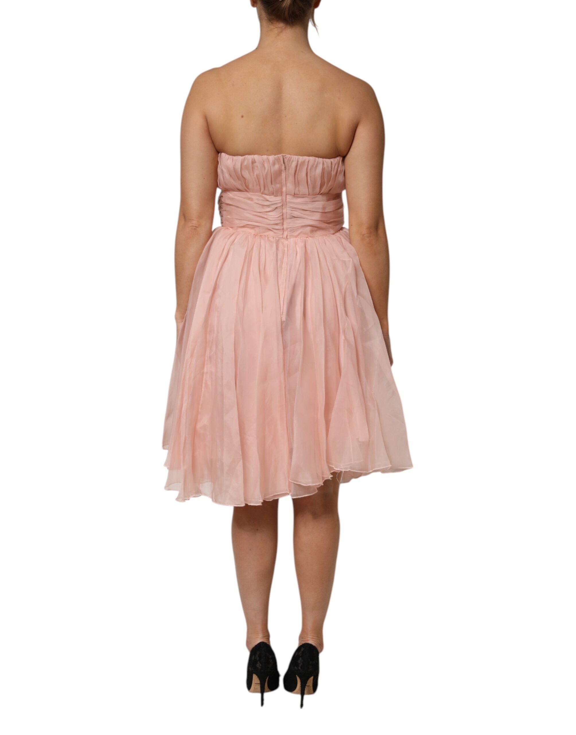 Dolce & Gabbana Pink Silk Chiffon A-line Pleated Midi Dress Dolce & Gabbana