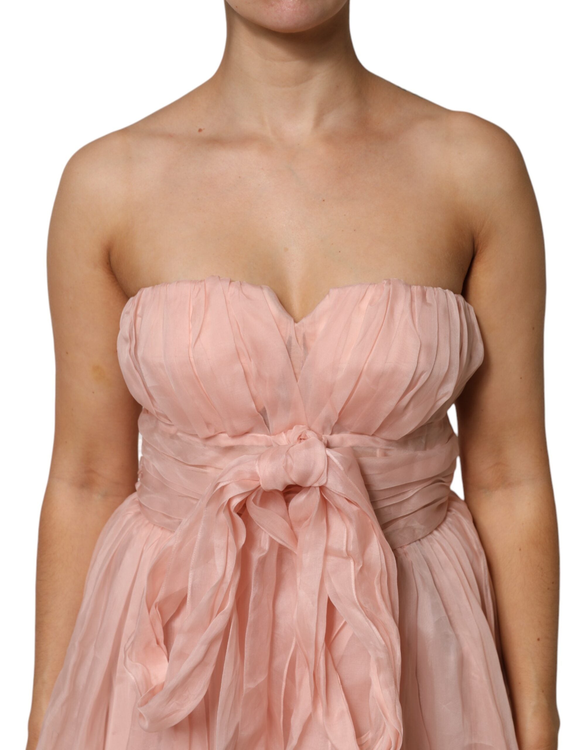 Dolce & Gabbana Pink Silk Chiffon A-line Pleated Midi Dress Dolce & Gabbana