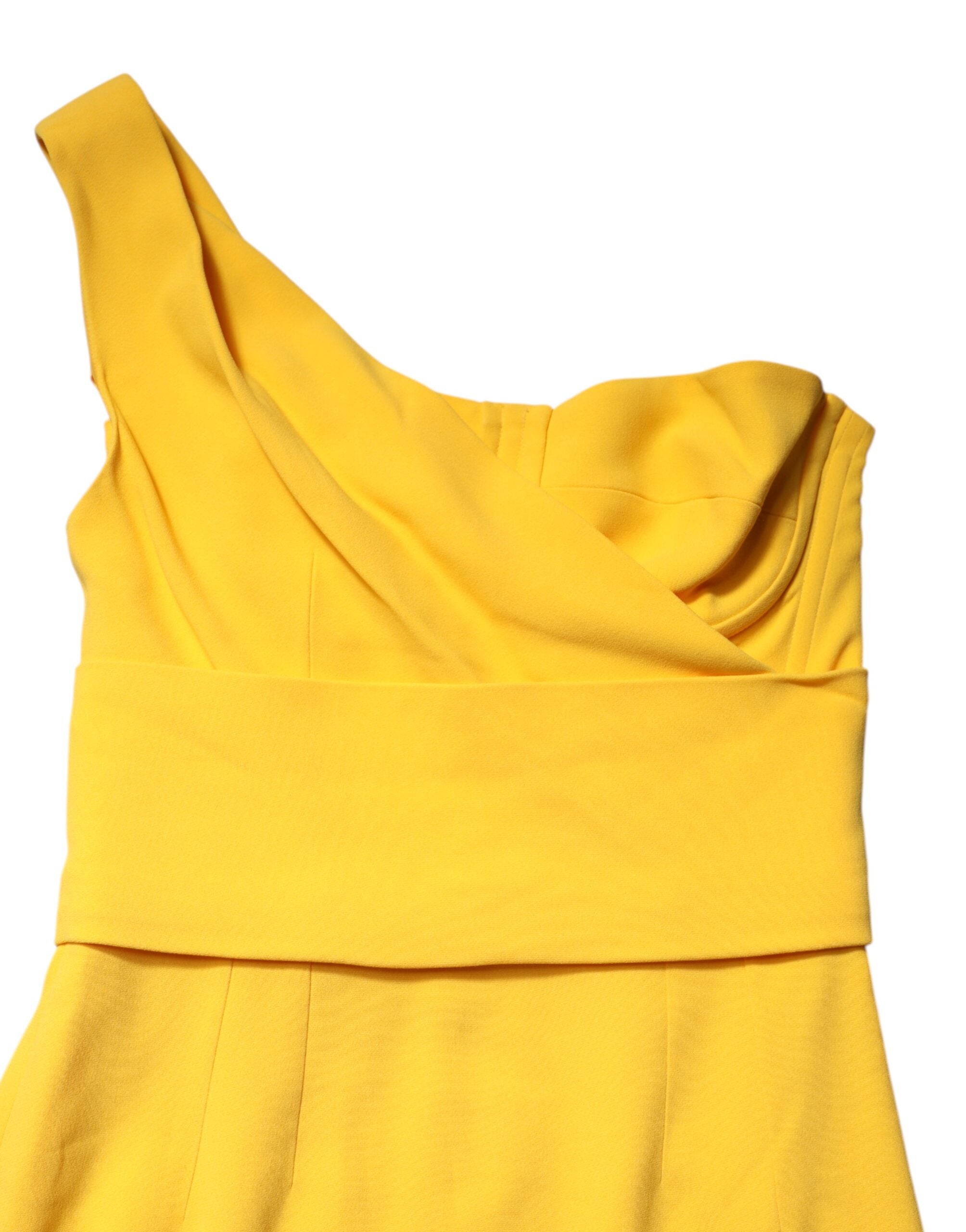 Dolce & Gabbana Yellow One Shoulder Side Slit Midi Dress Dolce & Gabbana