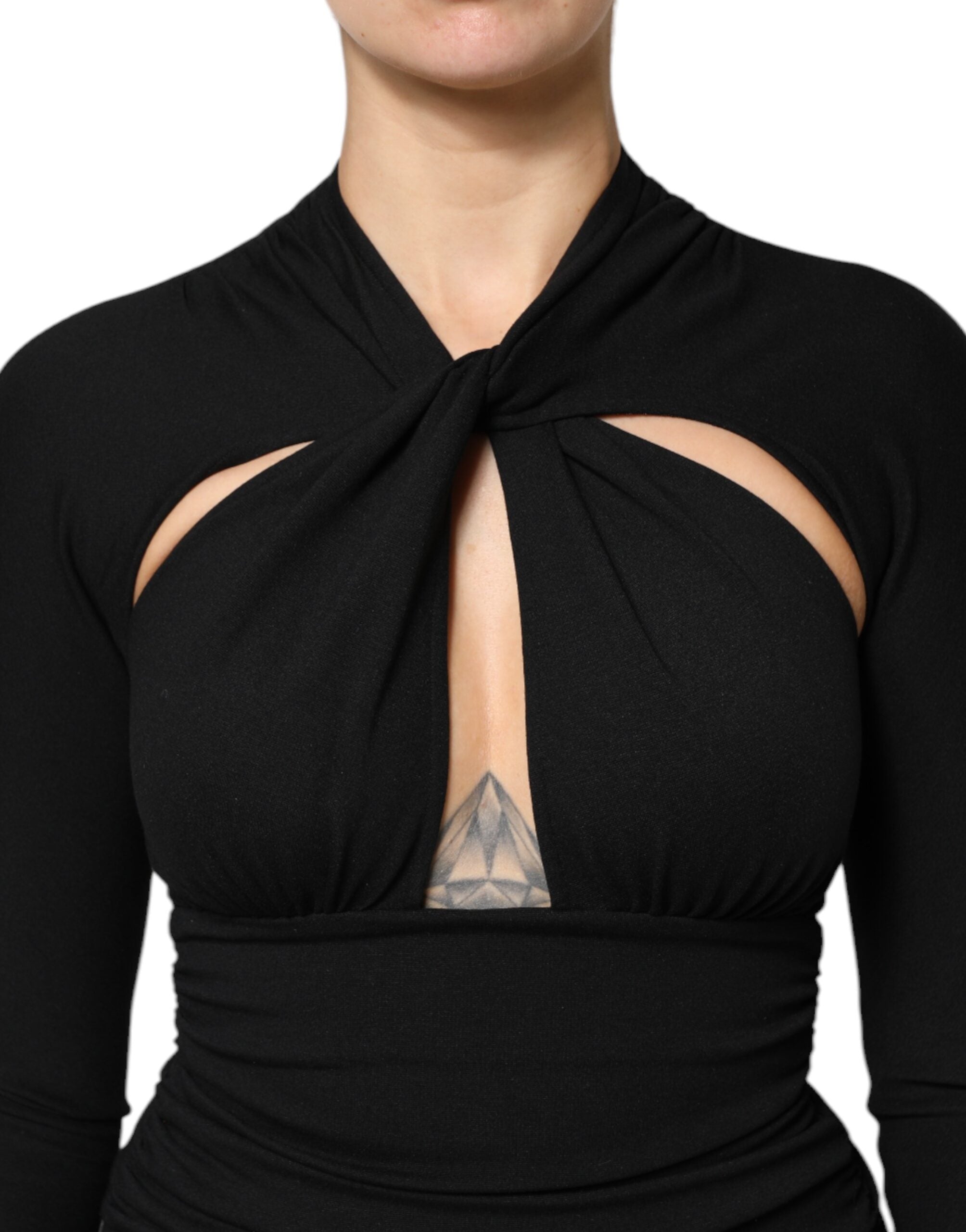 Dolce & Gabbana Black Long Sleeves Sheath Midi Dress Dolce & Gabbana