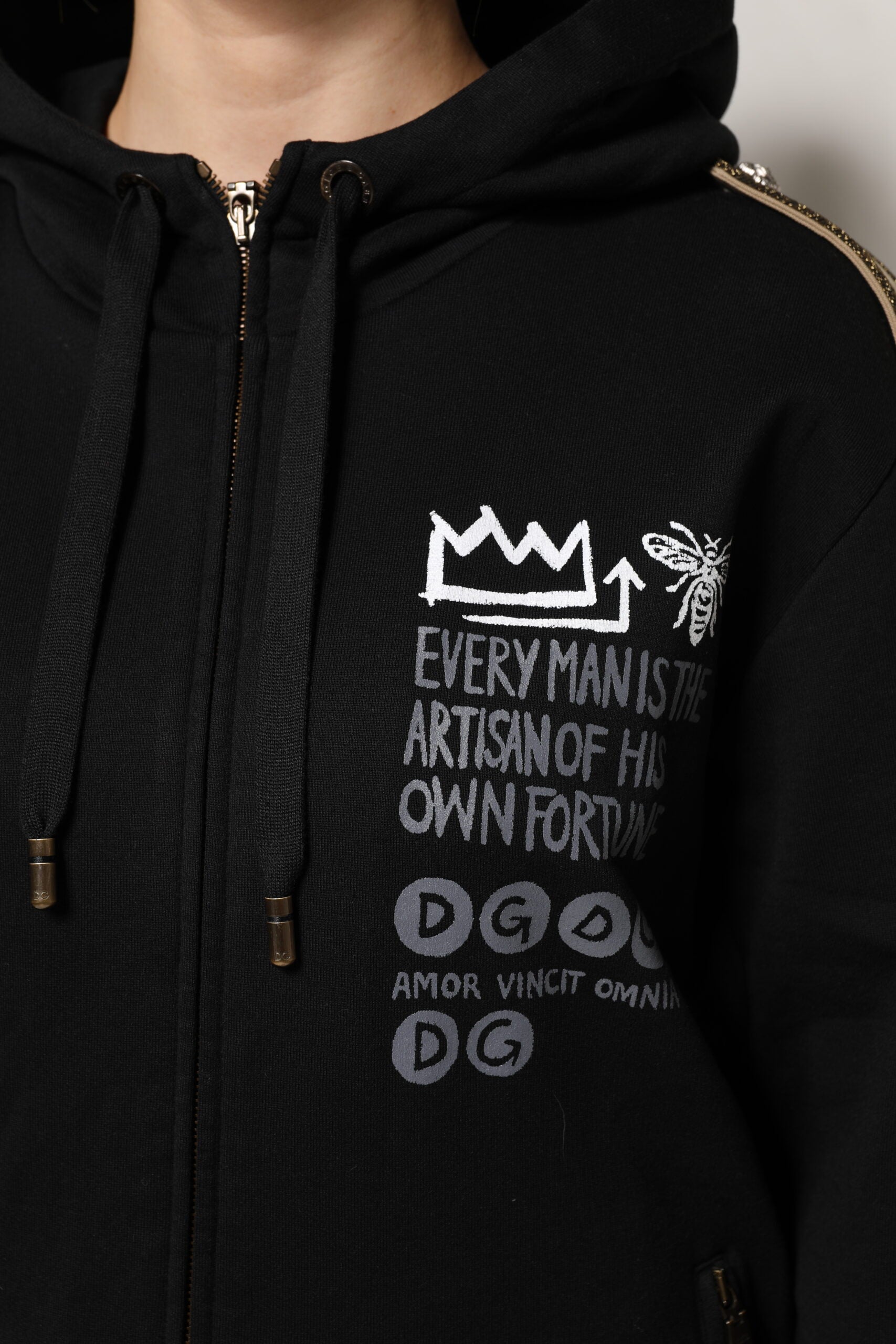 Dolce & Gabbana Black Logo Hooded Full Zip Sweatshirt Jacket Dolce & Gabbana
